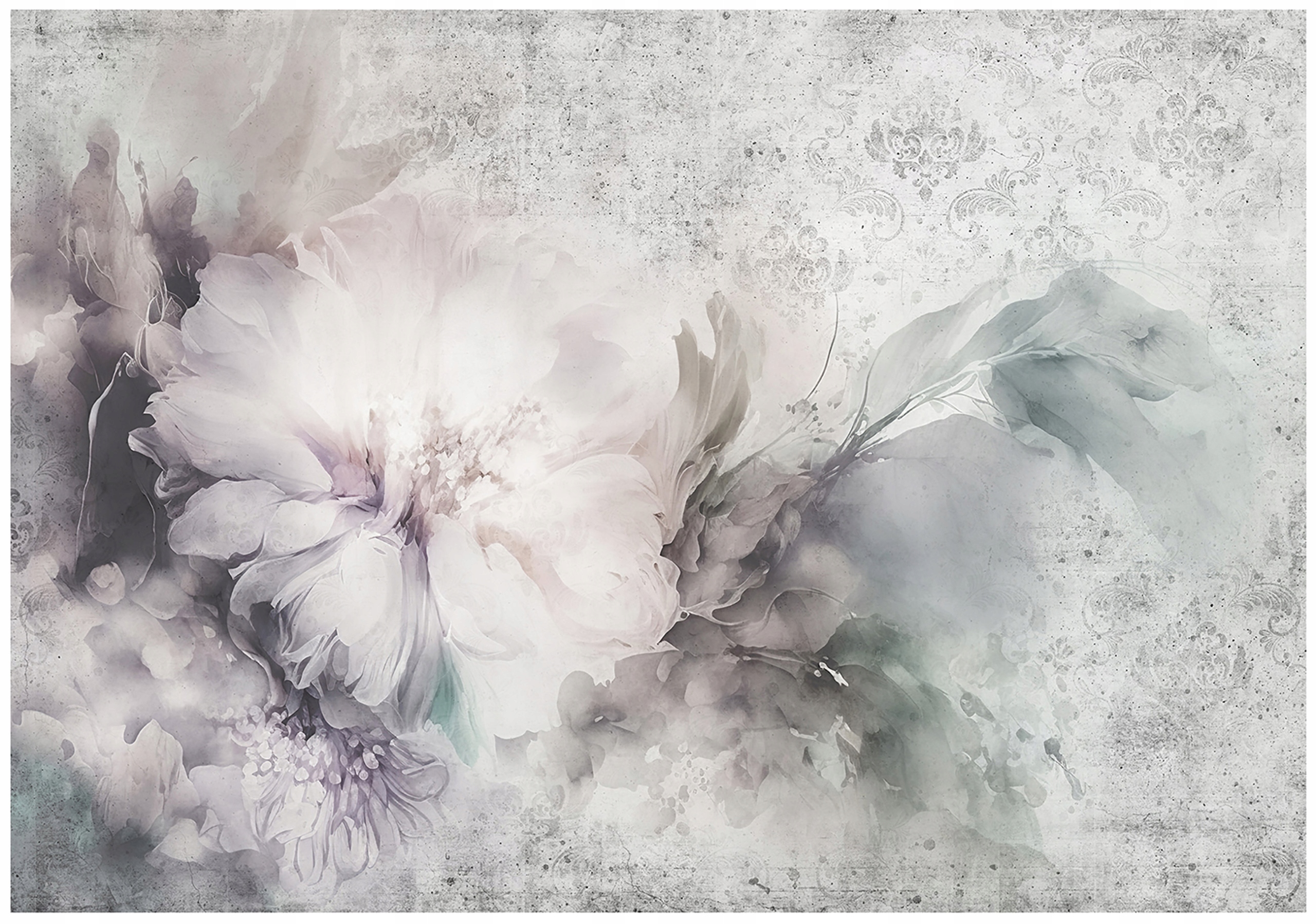 Fototapeta Květiny Beton Abstrakce Loft Šedá Růžová Moderní 254x184