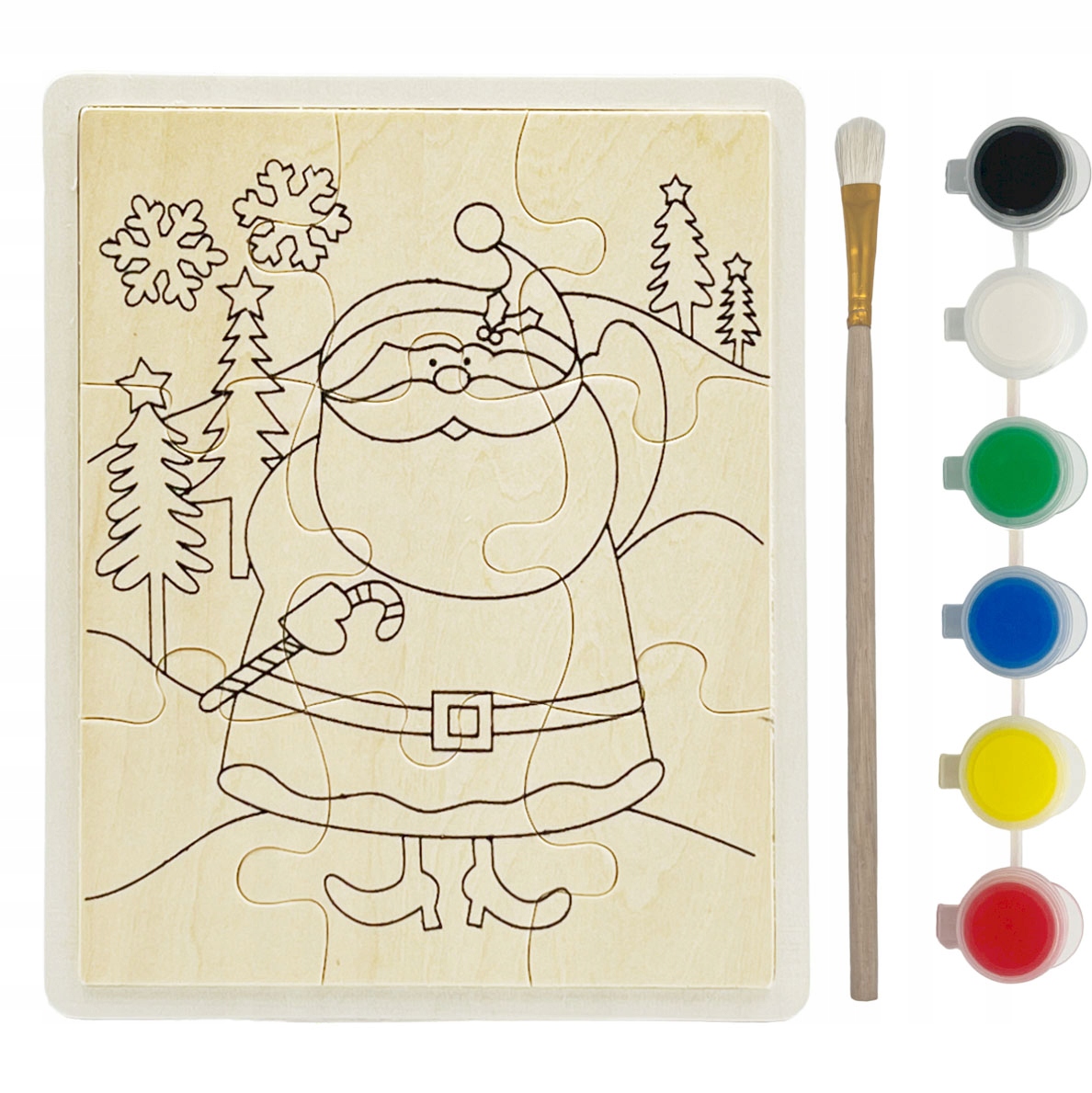 Świąteczne puzzle do malowania DIY dla dzieci