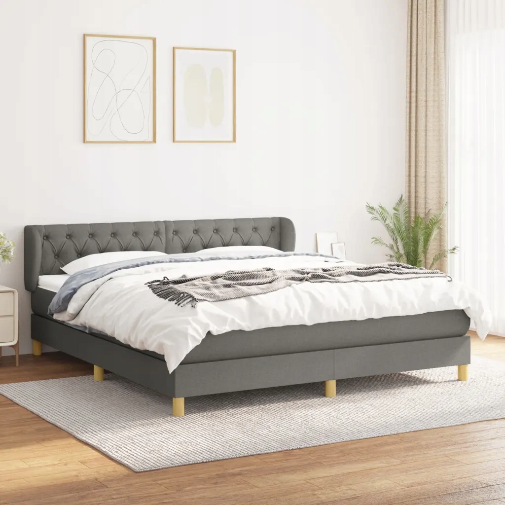 Box spring postel s matrací tmavě šedá 160x200 cm textil Šedá 3127054