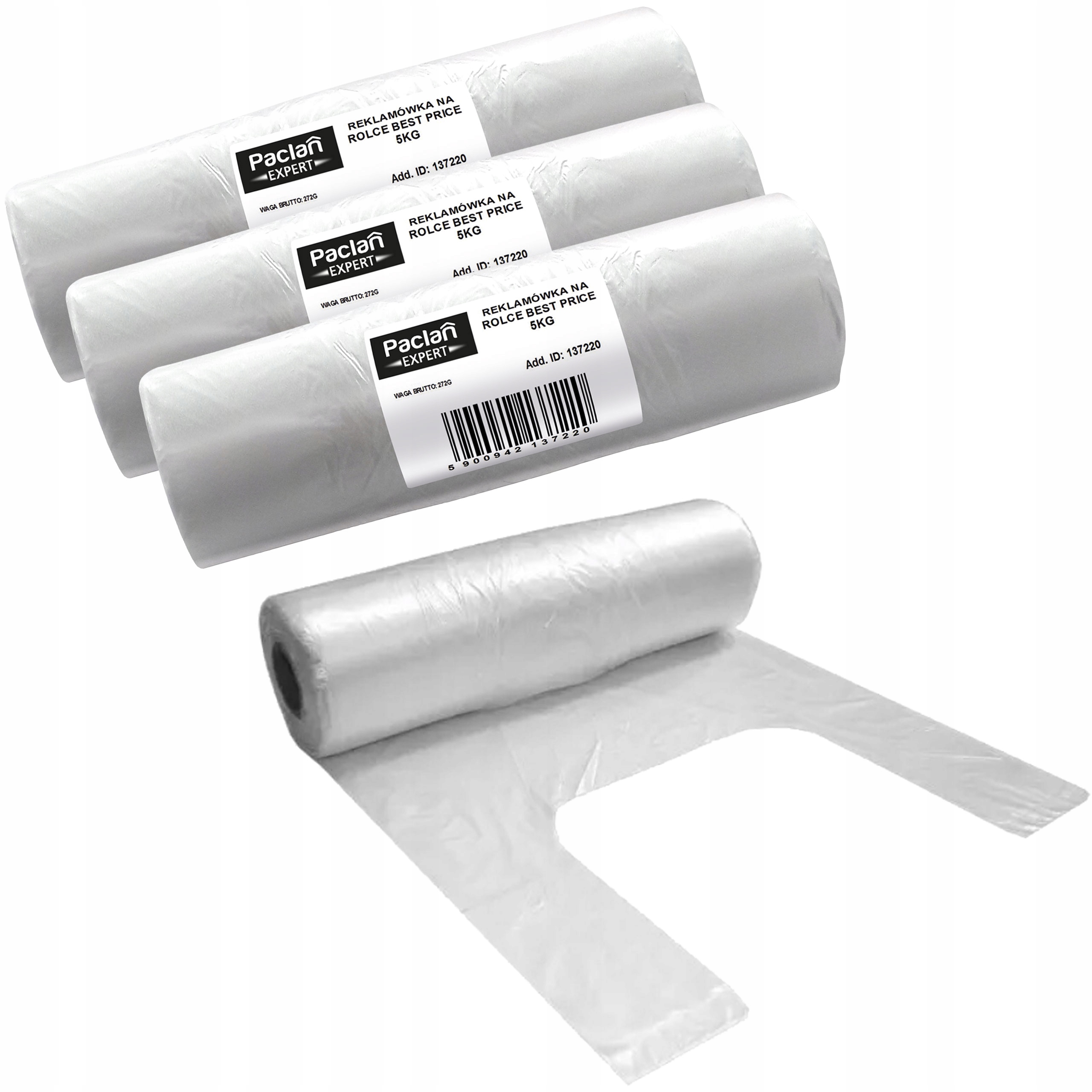 

Reklamówki foliowe na rolce mocne do 5 kg Paclan