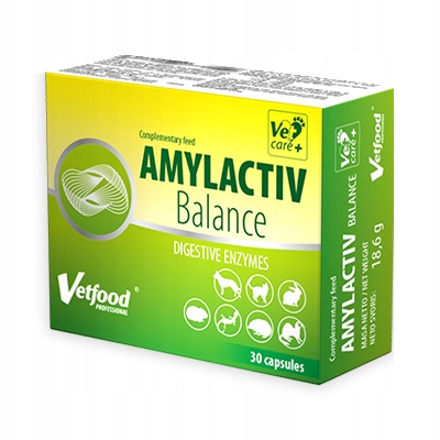 VetFood Amylactiv Balanse enzymy trawienne dla kota psa gryzoni 30 kapsułek