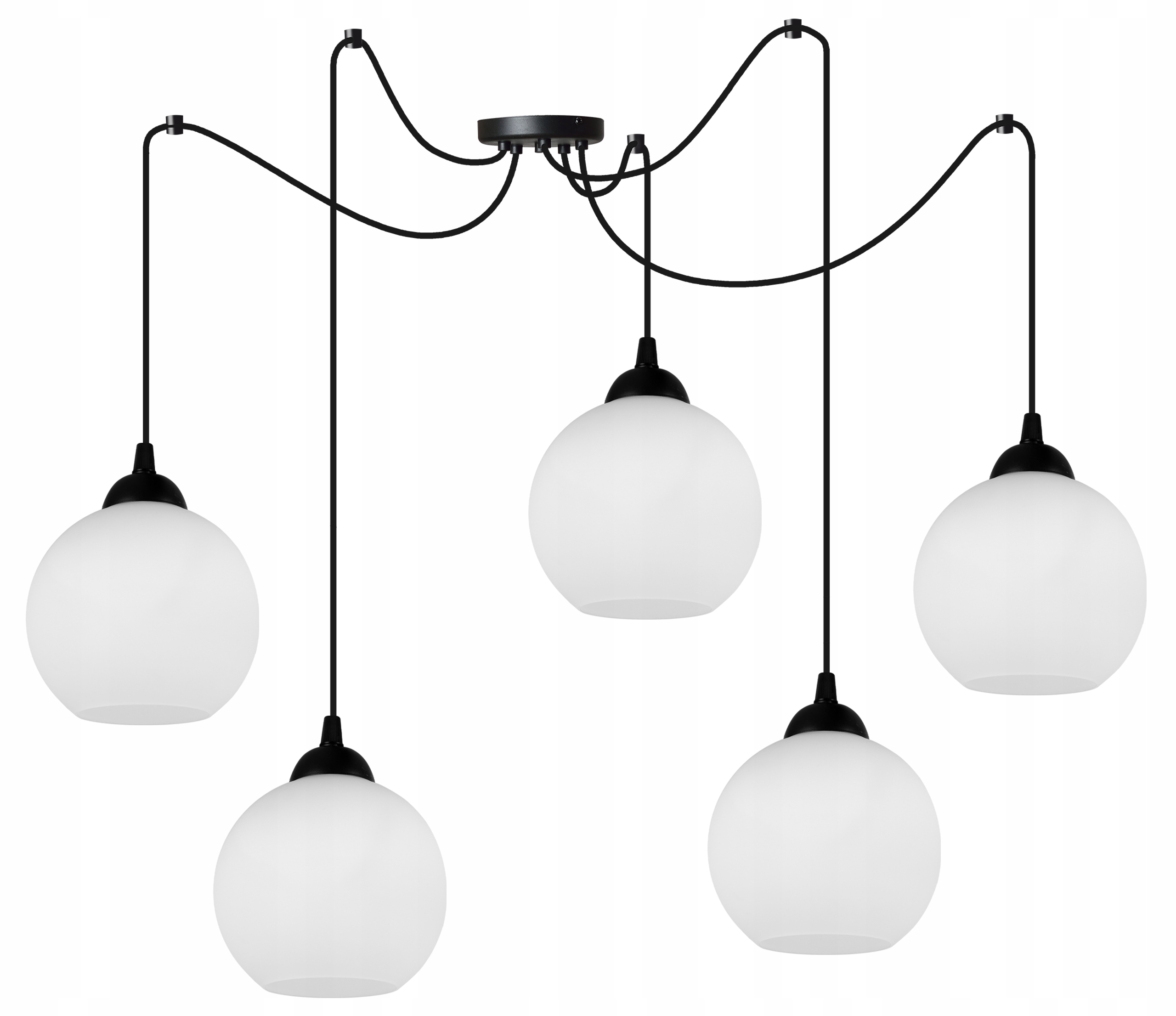 Závesná Stropná Lampa Luster Sklenený Pavúk Loft Biele Gule Glamour