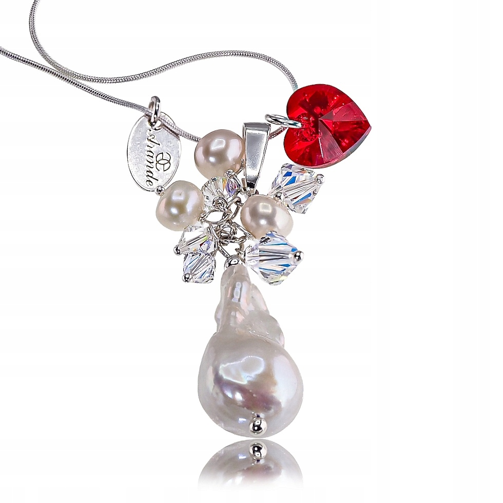 Náhrdelník Krystaly Perla Crystal Flameball White Přívěsek Řetízek Stříbro