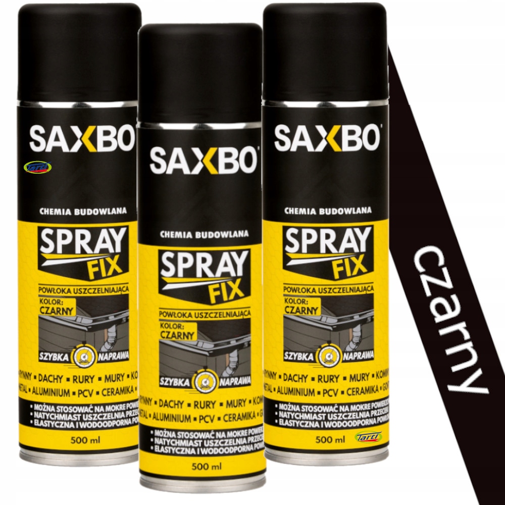 Guma w sprayu Spray FIX CZARNY SAXBO 500ml ZESTAW