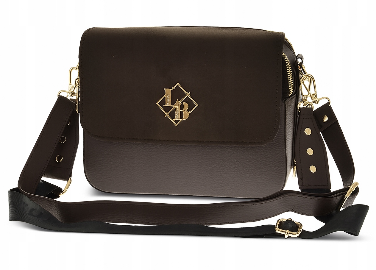 Laura Biaggi Dámská Kabelka Kufřík Přes Rameno S Dvěma Pruhy Loga Čokoláda Semiš