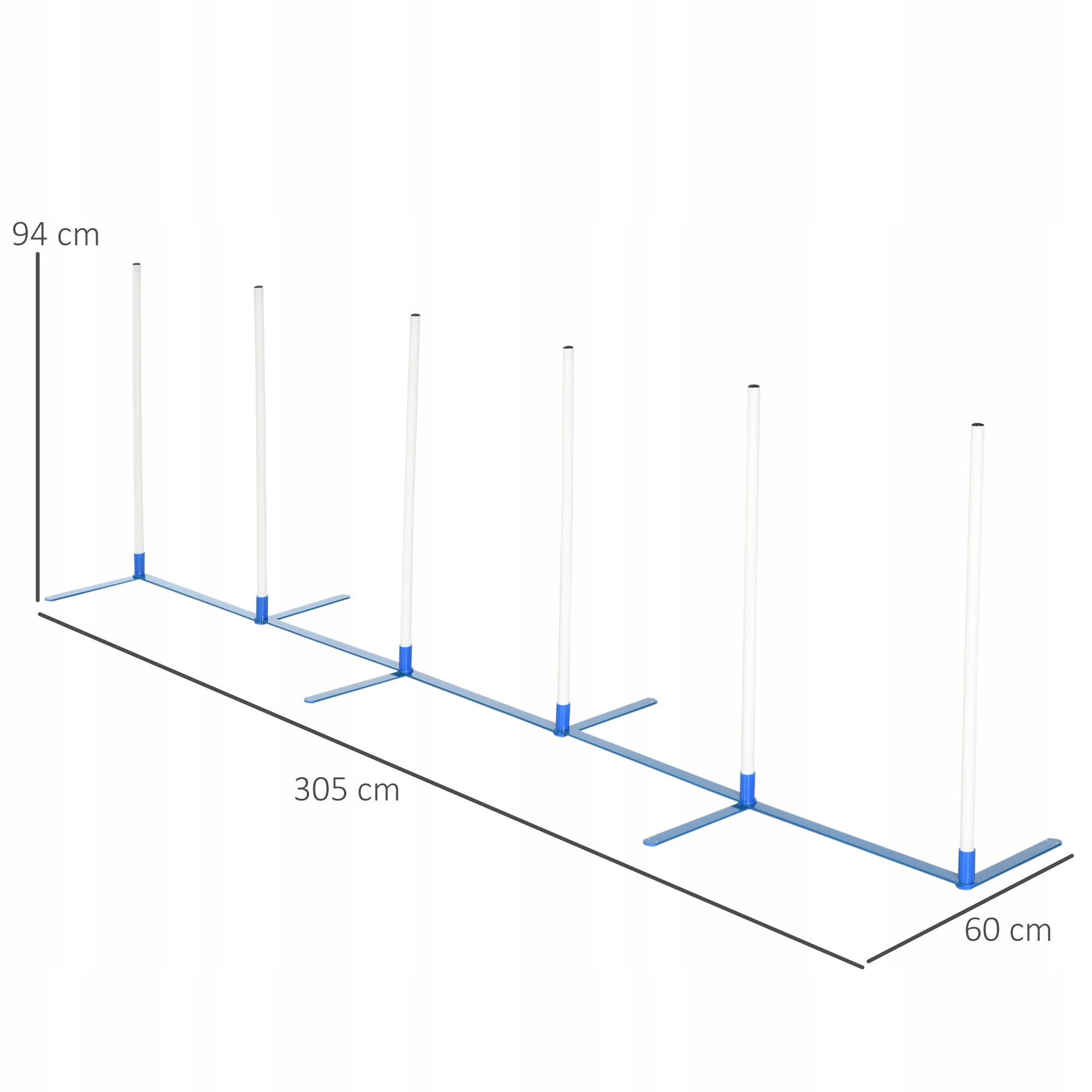 Slalomové Tyče pro Agility Výcvik Psů Sada pro Domácí Mazlíčky s 600D Taškou, 305x60x94cm