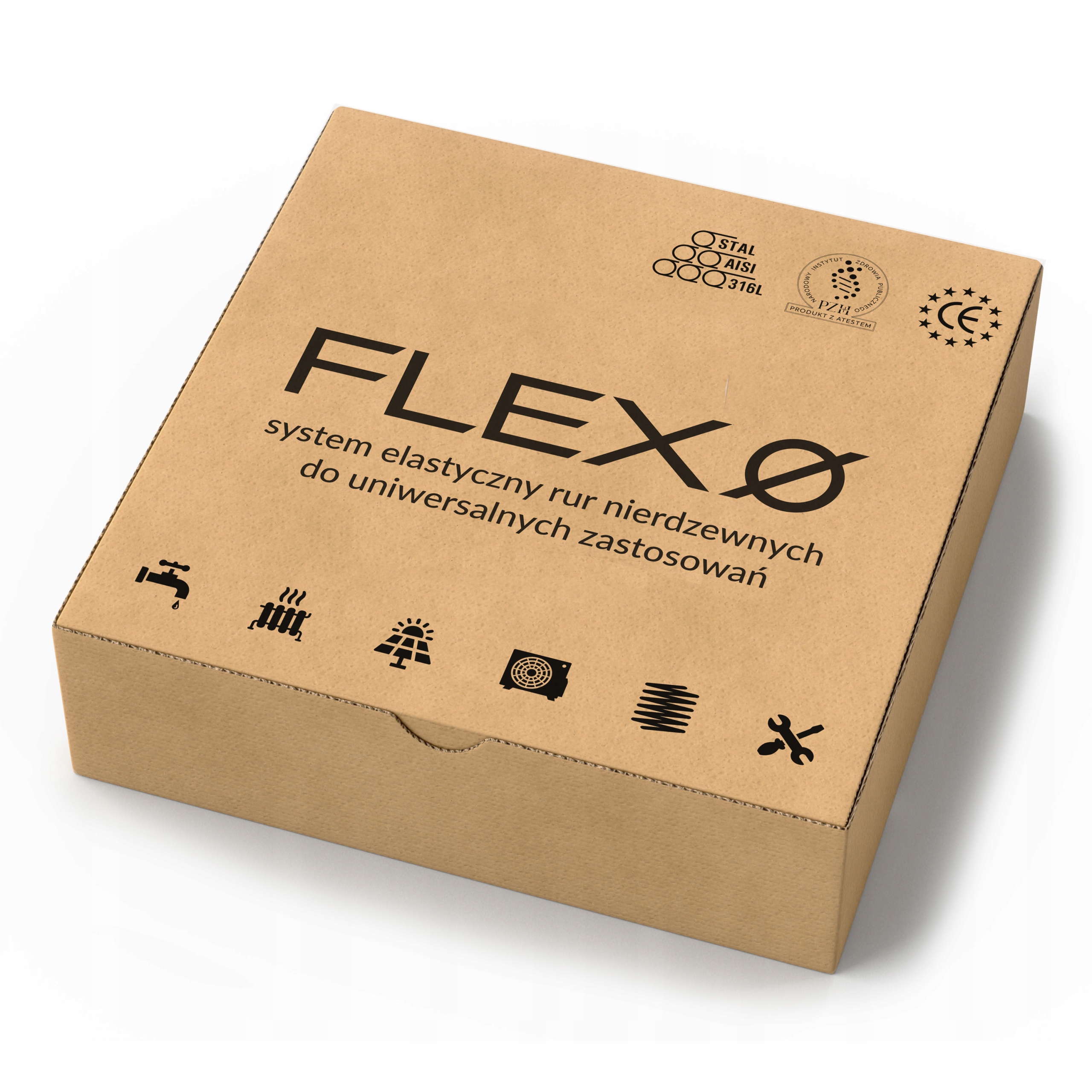 Rura karbowana ze stali nierdzewnej DN16 3/4 cala 10 mb Zestaw Flexo Box