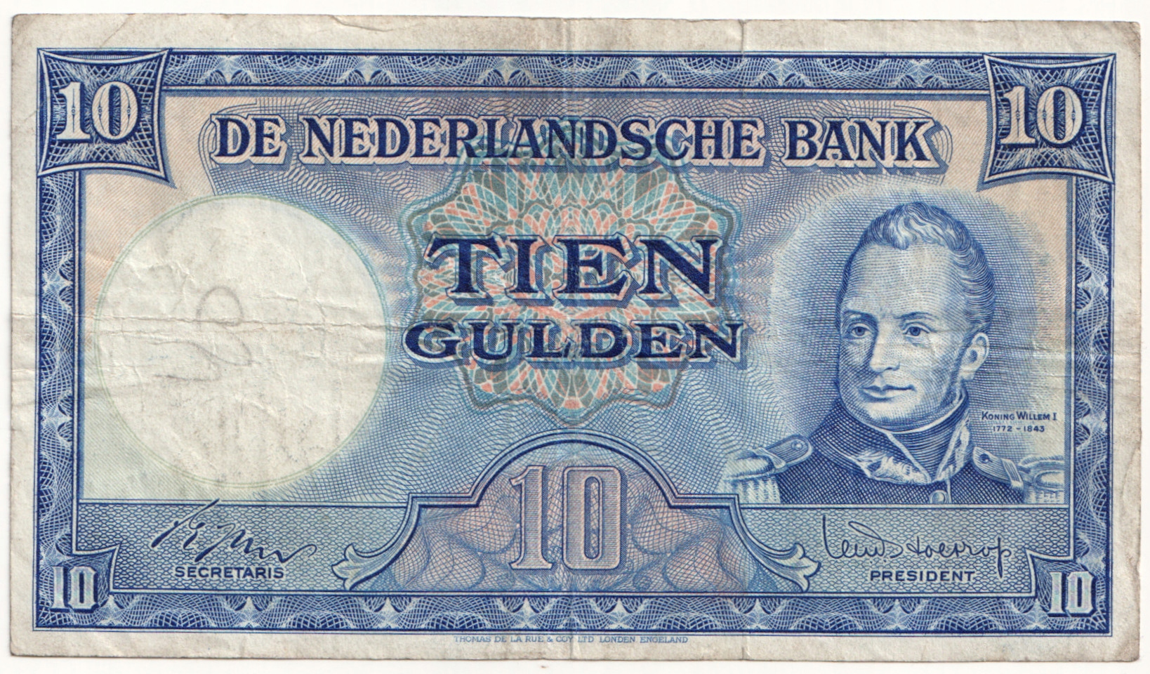 16.Holandia, 10 Guldenów 1949, P.83, St.3+