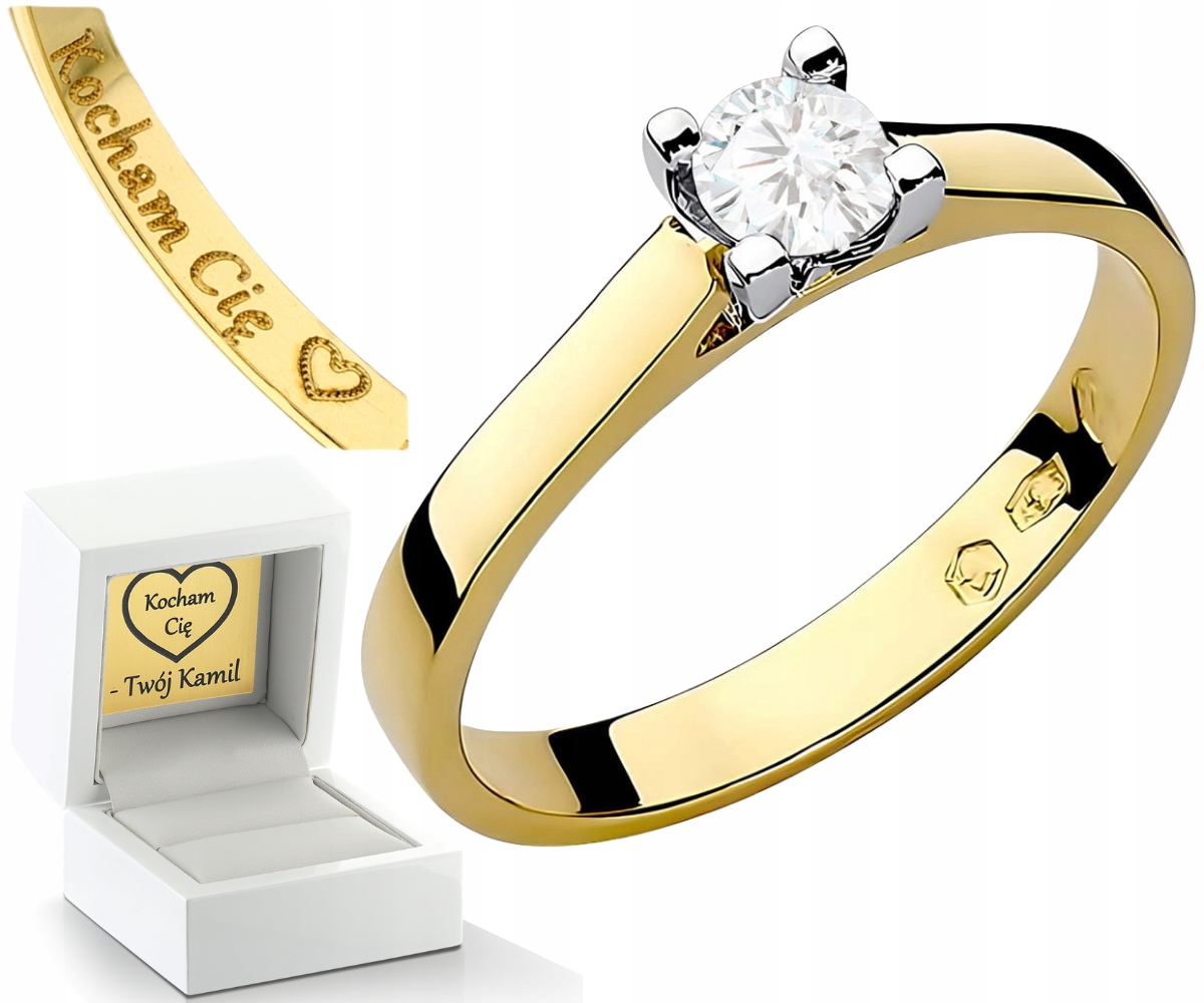 Zlatý Prstýnek S Laboratorním Briliantem Gravírování 585