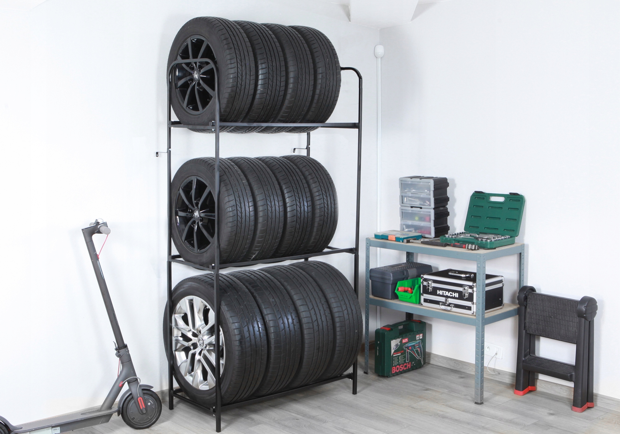 Solidny STOJAK NA KOŁA 12 OPON / KÓŁ REGAŁ mocny Marka DR