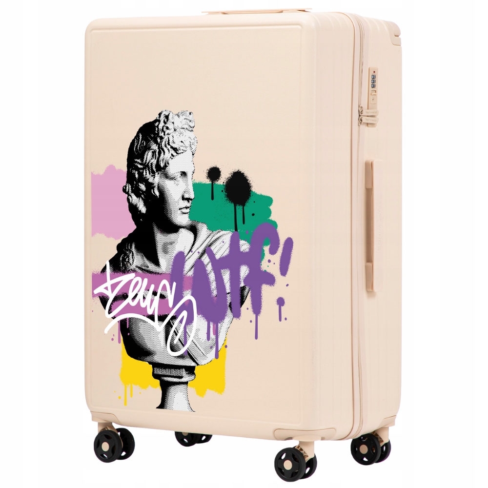 Velký XXL kufr s prostorným registrovaným zavazadlem na 4 kolečkách z Abs Wings