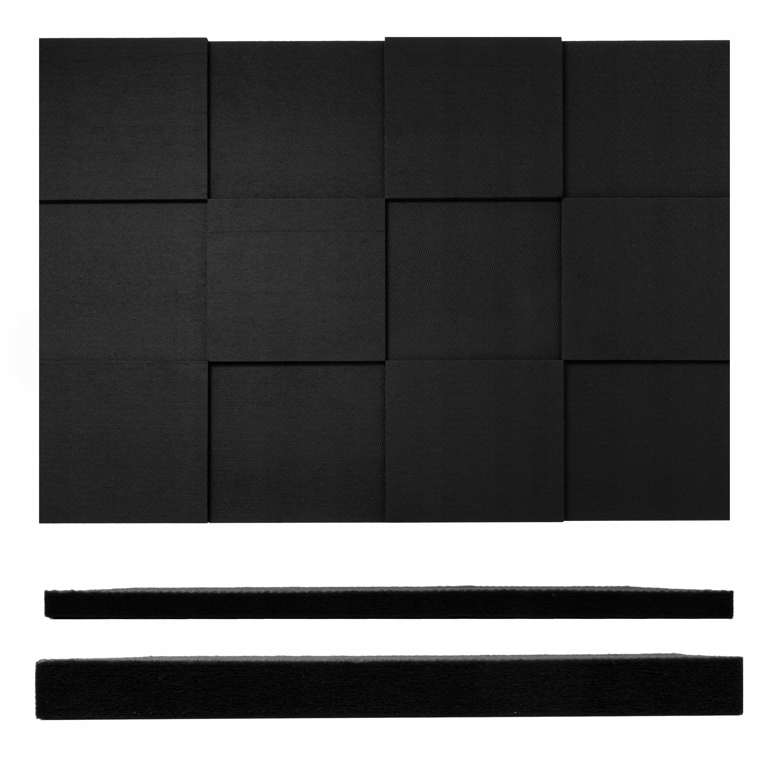 Ploché akustické panely redukujúce ozvenu a dozvuk čiernych nástenných rohoží 3 m2