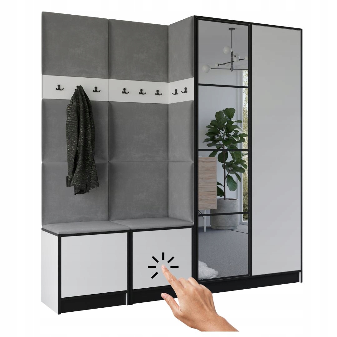 Šatní skříň Costa 21 bílá šedá tkanina Vzor 1