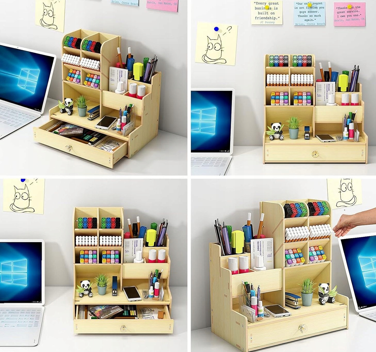 DREWNIANY ORGANIZER na biurko PRZYBORNIK Szufladka Biurkowy Marka inny