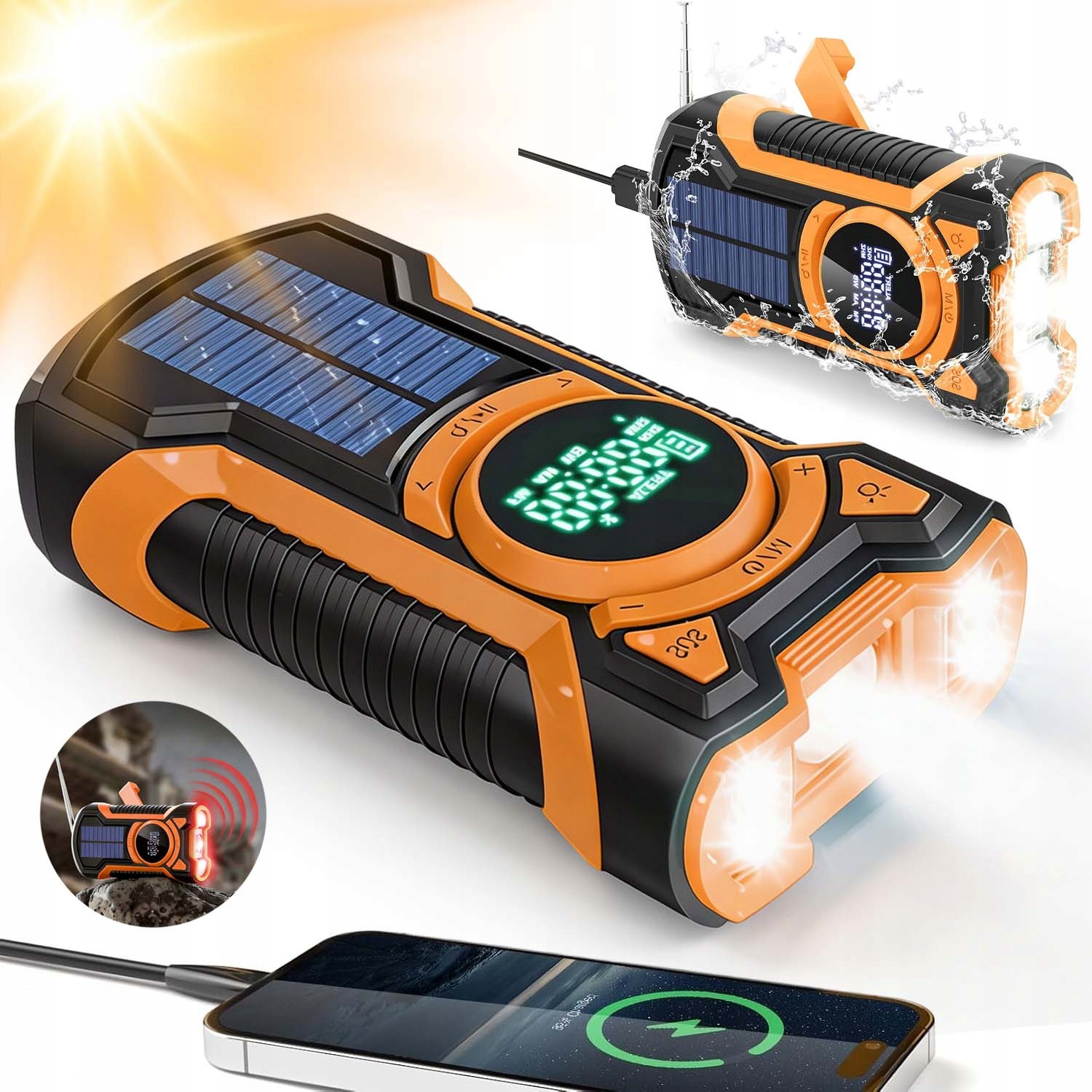 Nouzové Stavební Rádio Solární Síťové Nebo Na Baterie Am Fm Omáčka 5000MAH