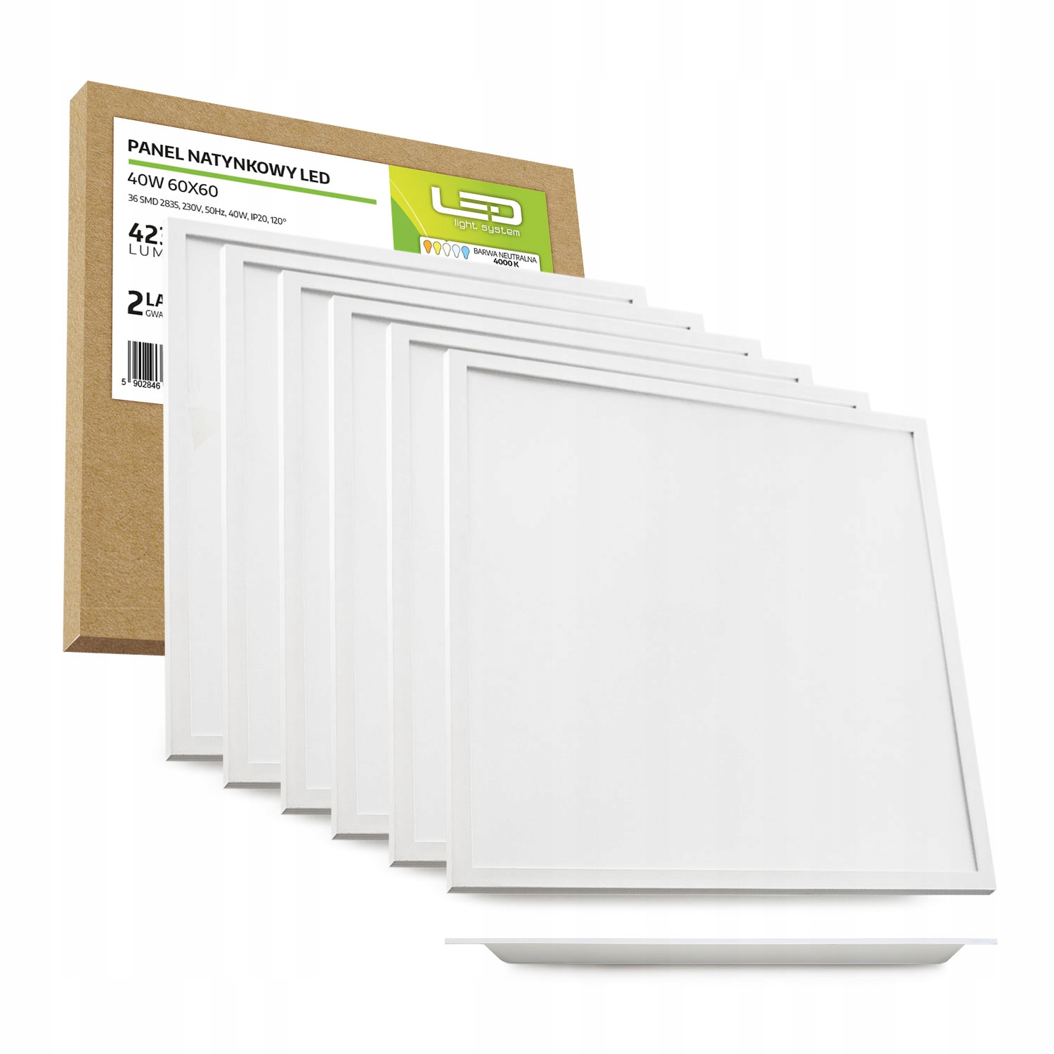 6x Led panel 40W zapustený Amstrong 60x60 Led stropná lampa IP40