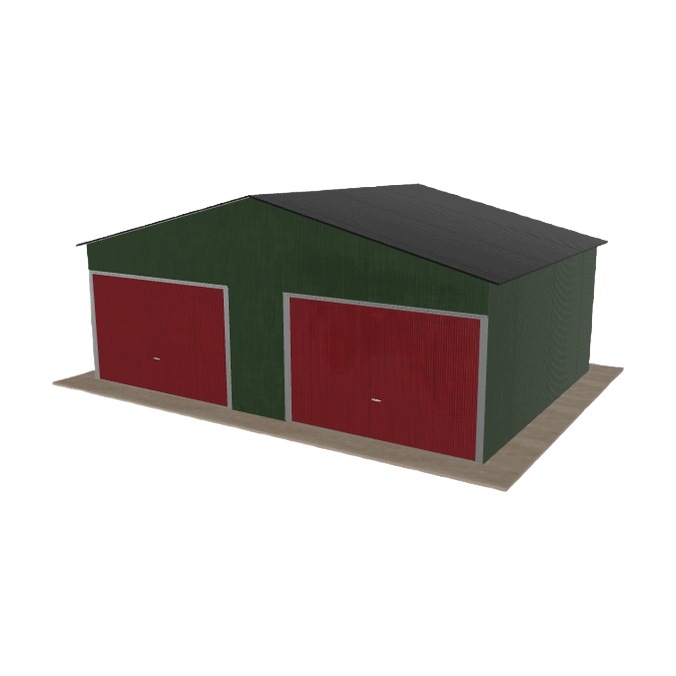 Plechová garáž 7x5 m, dvoupolohová, dvoupolohová, zelená