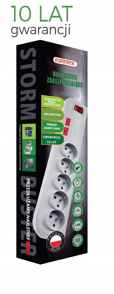 Listwa zasilająca przeciwprzepięciowa 4 gniazda 1,5m; szara - PSF2-401 Elgo Marka Elgotech