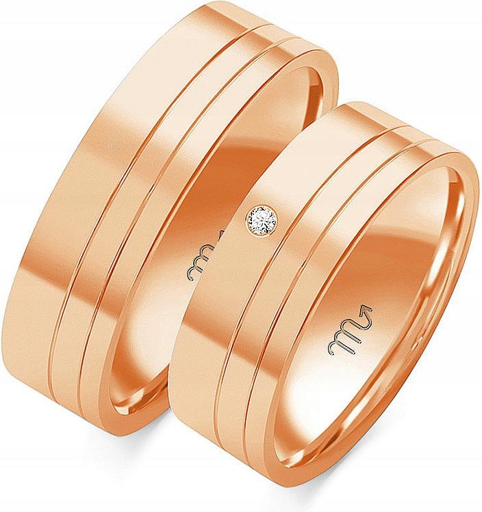Růžové zlato jemný snubní prsten 14K 585 r 20 21 22 na svatba pro mladý pár