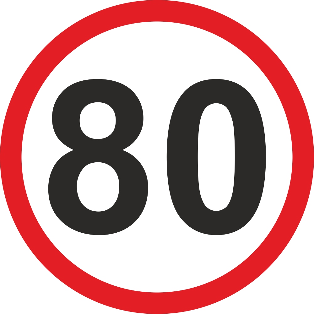 

Naklejka Ograniczenie Prędkości 80 km/h znak 20 cm