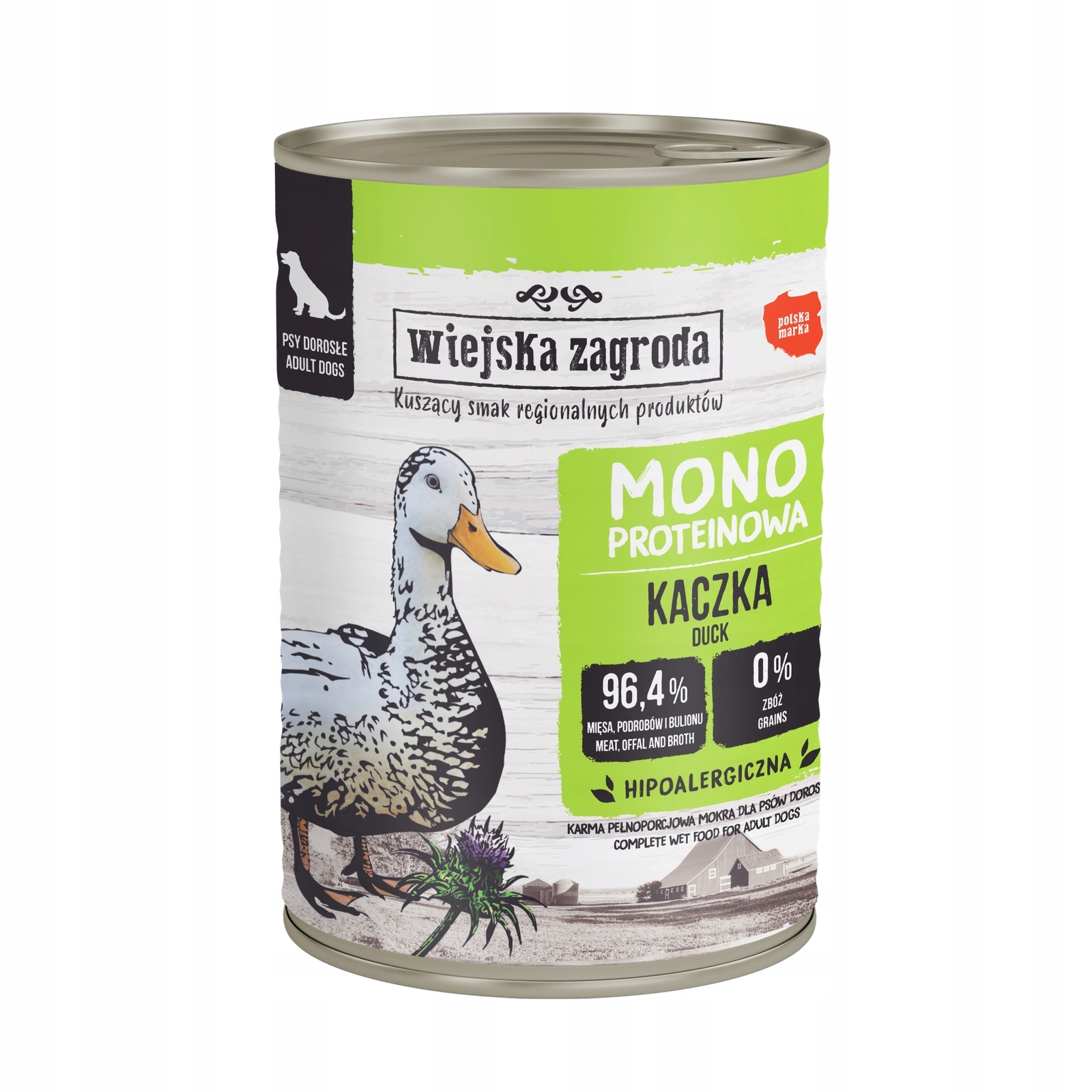 Wiejska Zagroda Mokra karma dla psa Adult Monobiałkowa Kaczka 16x400g