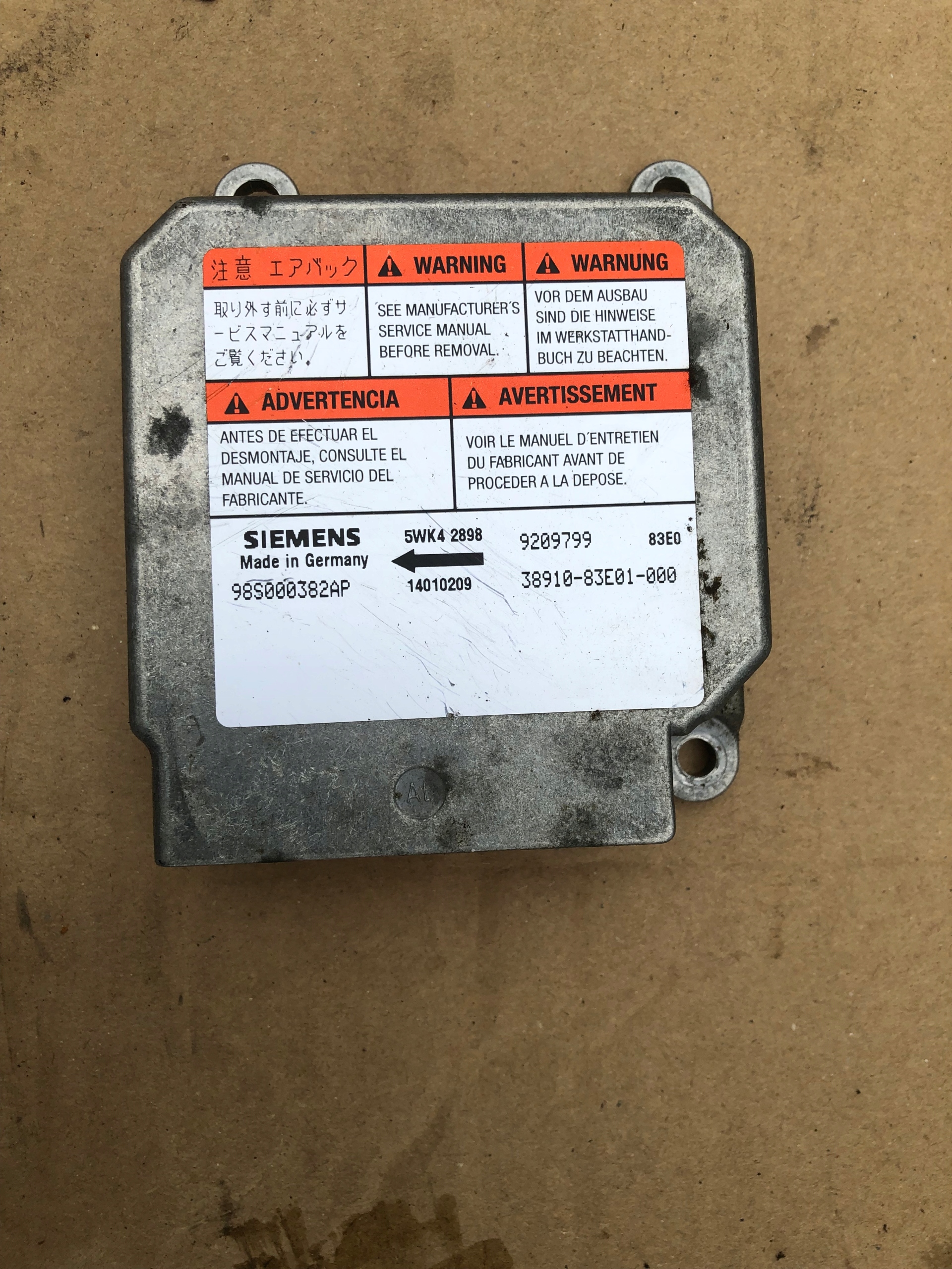 SENSOR AIRBAG MODUŁ OPEL AGILA 1.2 00-06