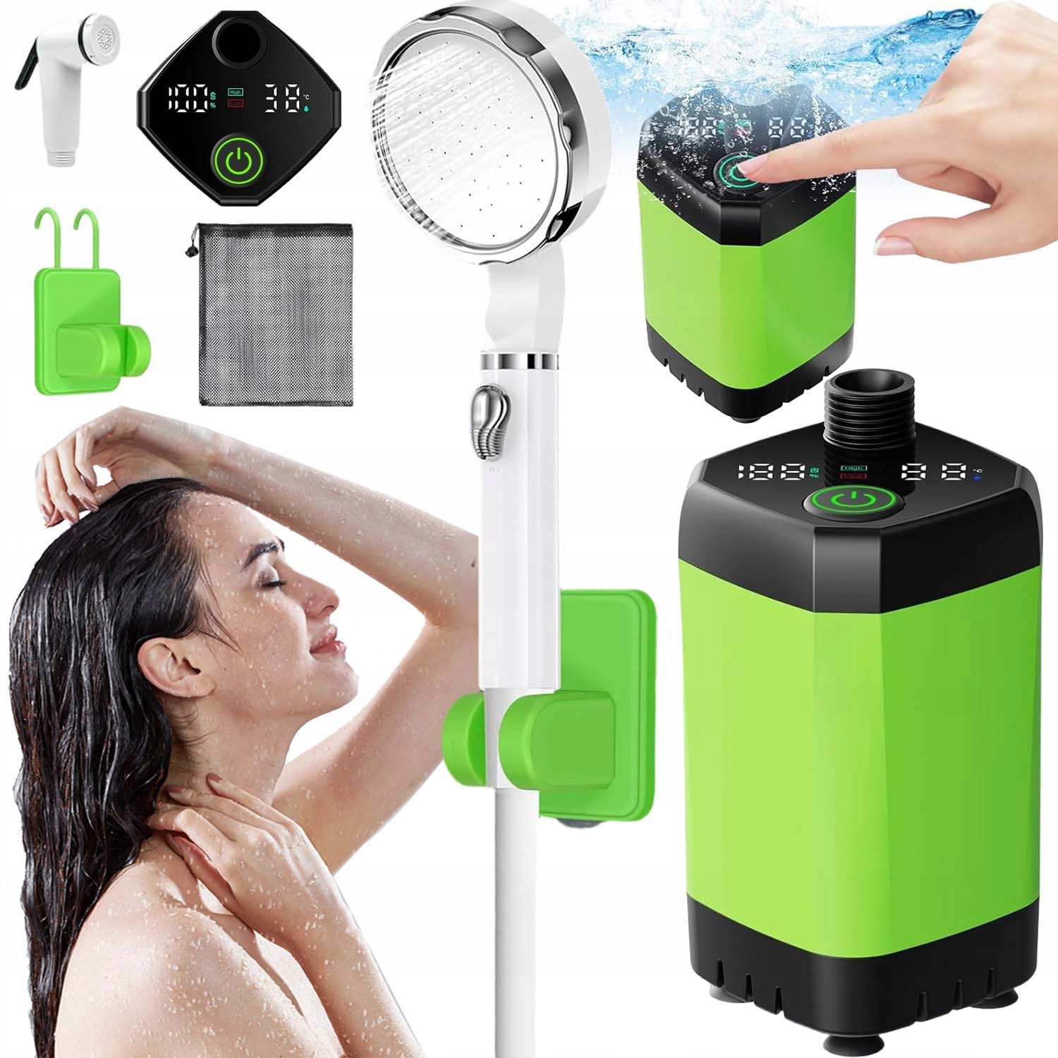 Turistická Sprcha Elektrické Čerpadlo Kempingová Akumulátor Přenosná LCD