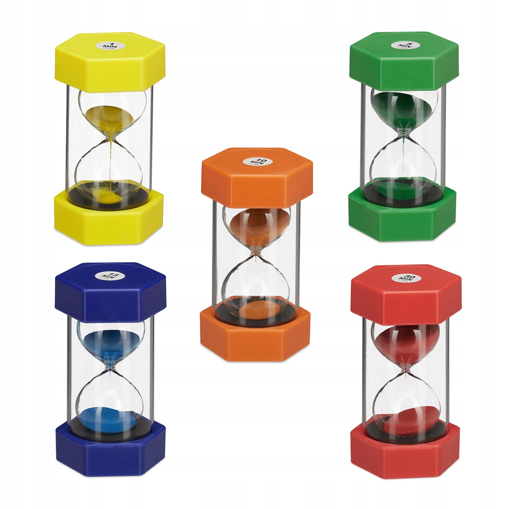 Relaxdays Klepsydra XXL Timer Czasu Dla Dzieci Zegar Piaskowy 5SZT