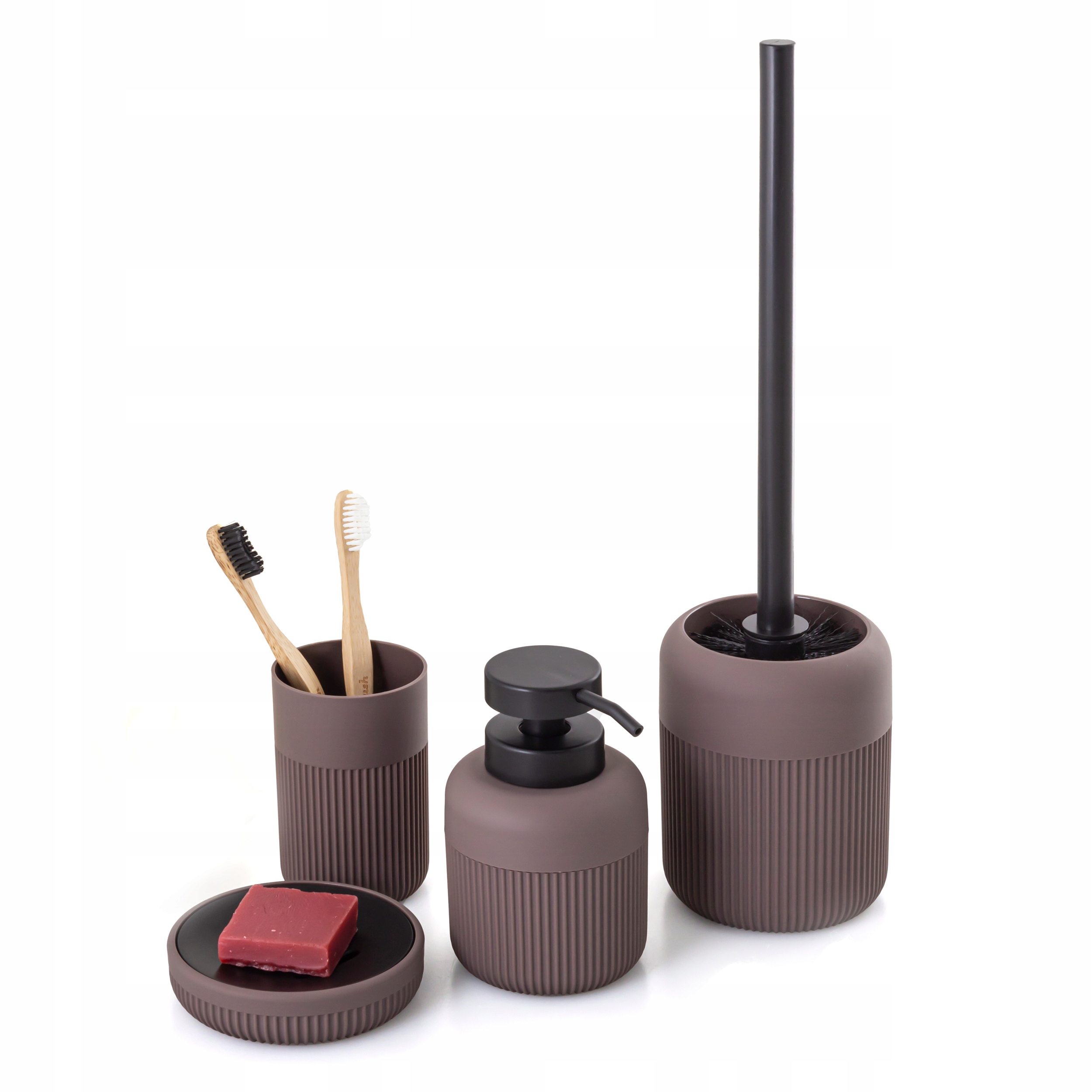 Kompletní koupelnová sada z Abs plastu, vzhled keramiky, švestkově fialová