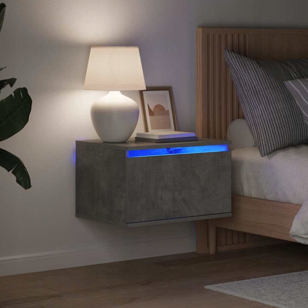 Závesné nočné stolíky s Led, 2 ks, betónová šedá farba