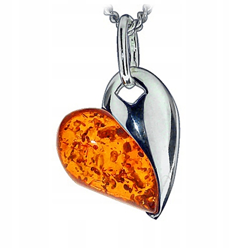 Stříbrné Srdíčko srdce přívěsek stříbro AG925 s přírodním Baltský Jantar