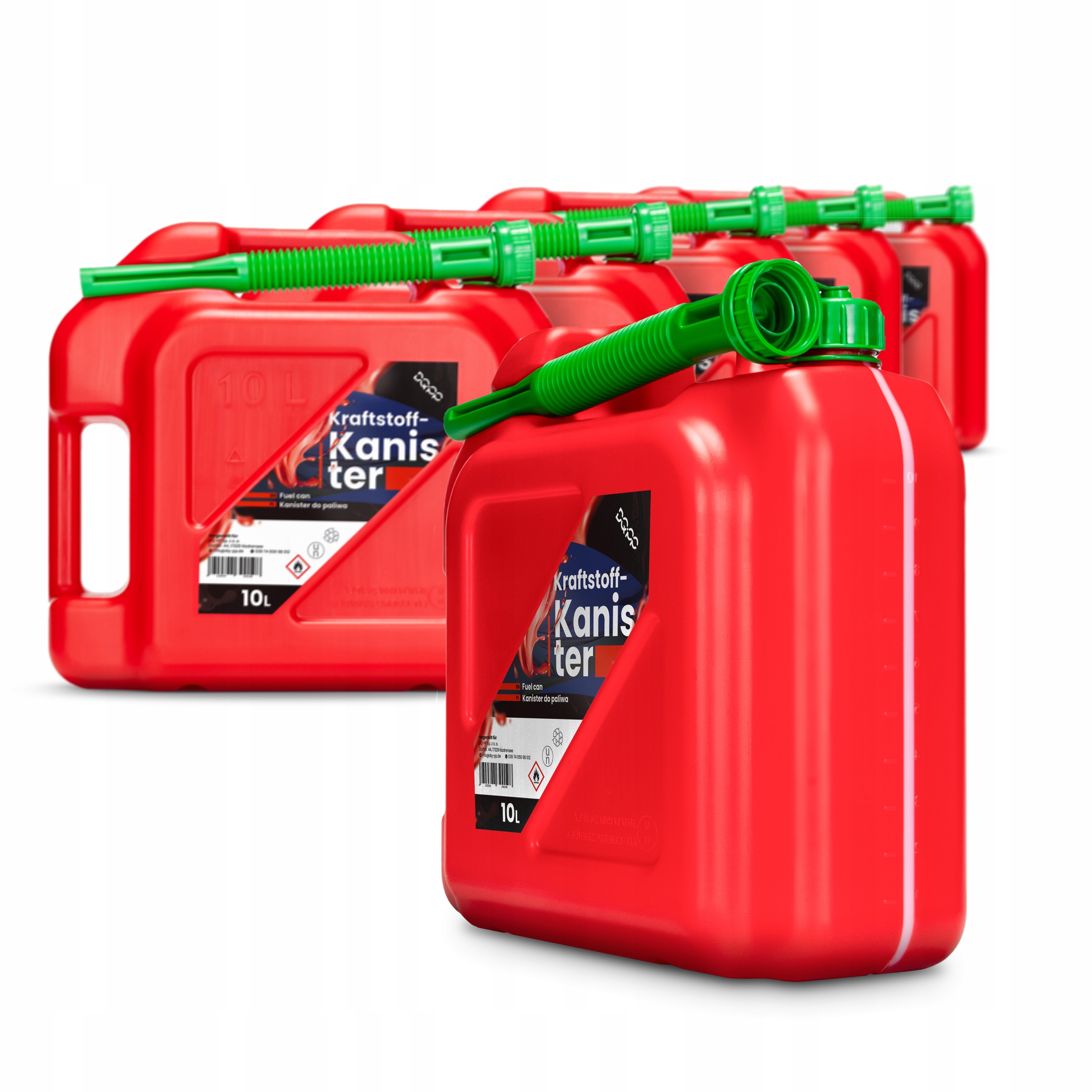 Palivový Kanystr Na Palivo 6 ks Dva Držáky Trychtýř a zátka s Těsněním 10L