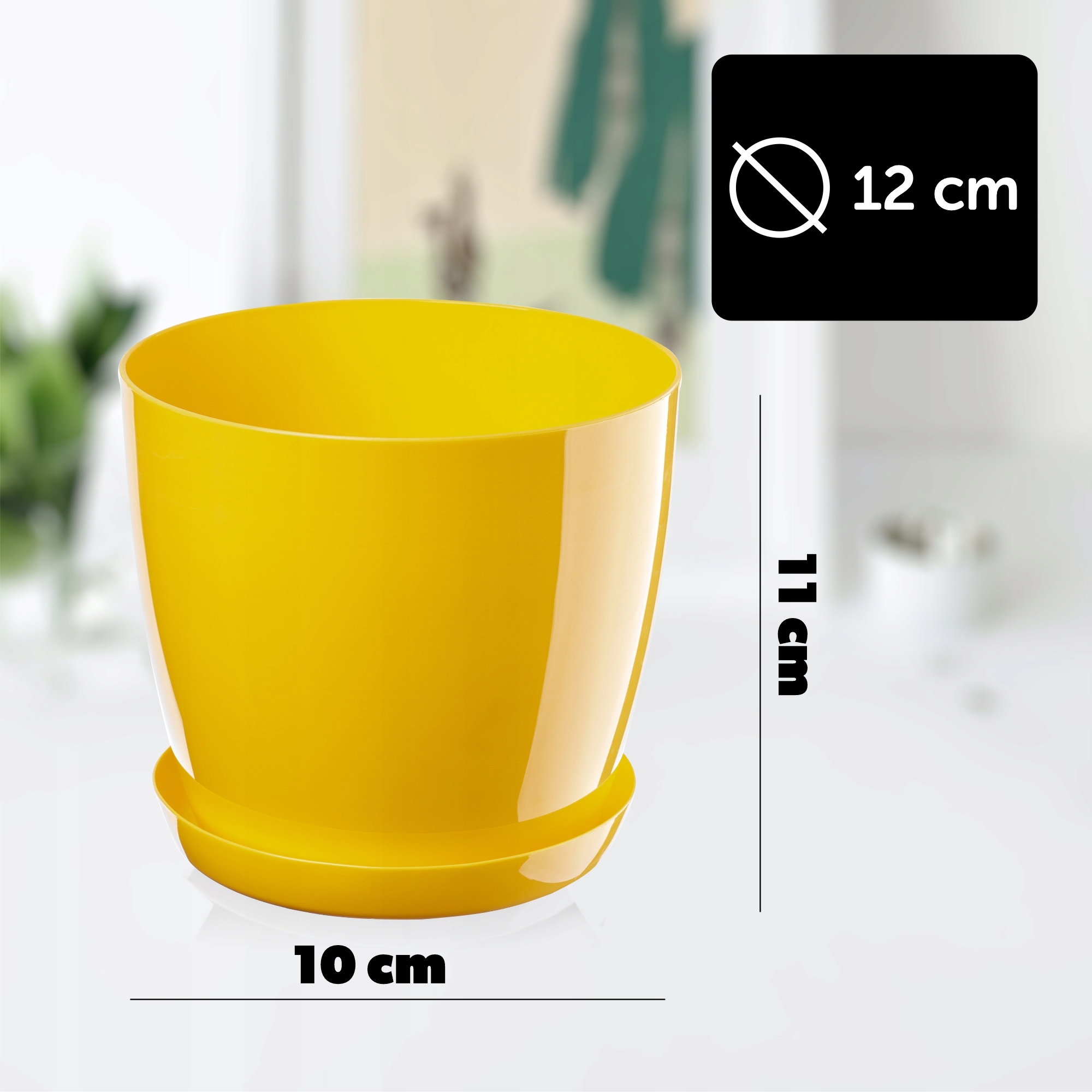 DONICZKA Z PODSTAWKĄ PLASTIKOWA OSŁONKA DONICA 12cm ŻÓŁTA NA KWIATY KADAX Marka Kadax