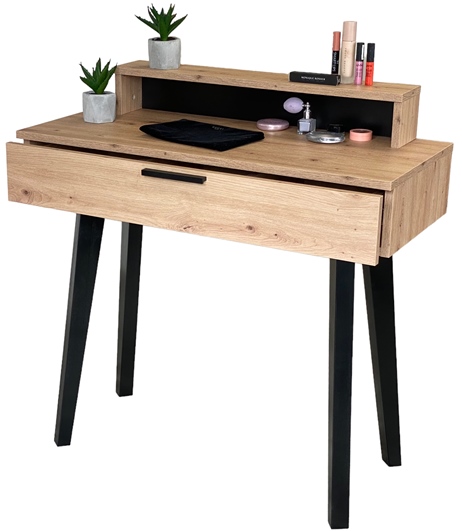 TOALETKA LENA PLUS DĄB ARTISAN NOGI CZARNE 90CM