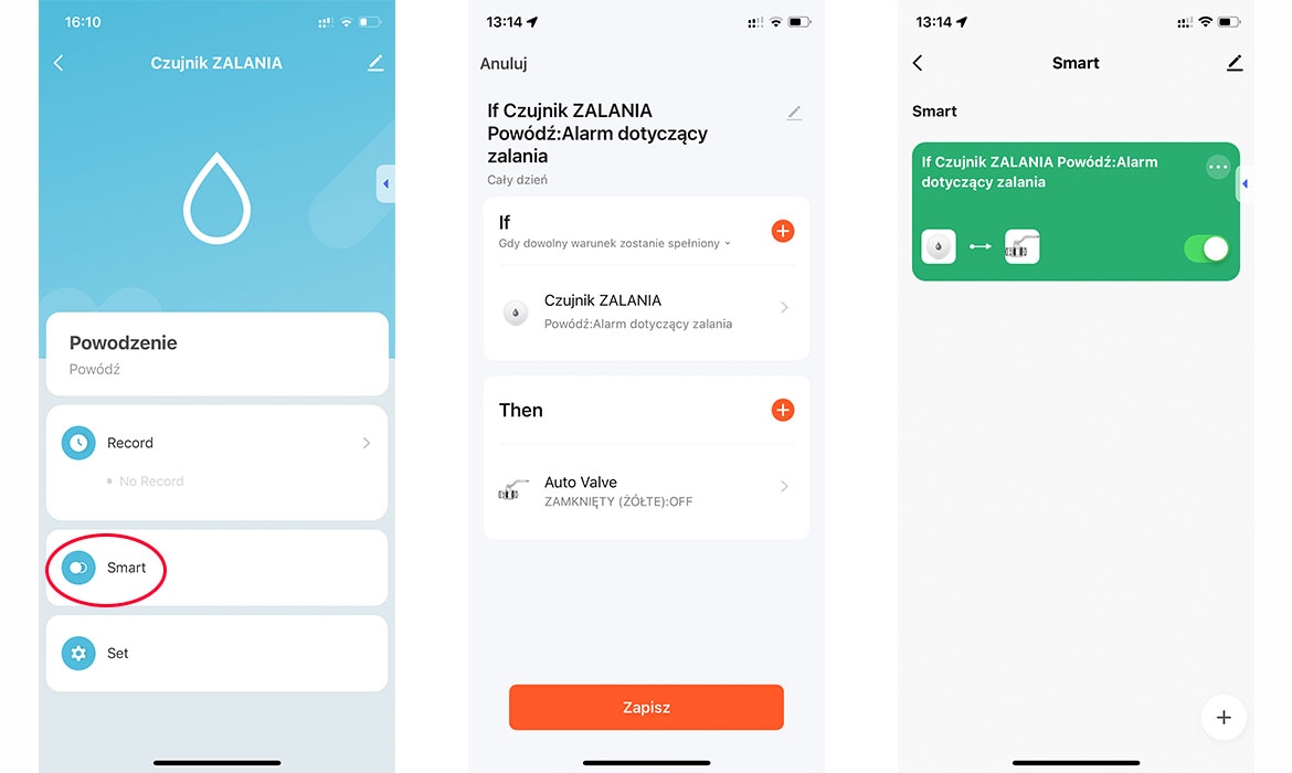 CZUJNIK ZALANIA wycieku wody WIFI TUYA sensor Seria TUYA
