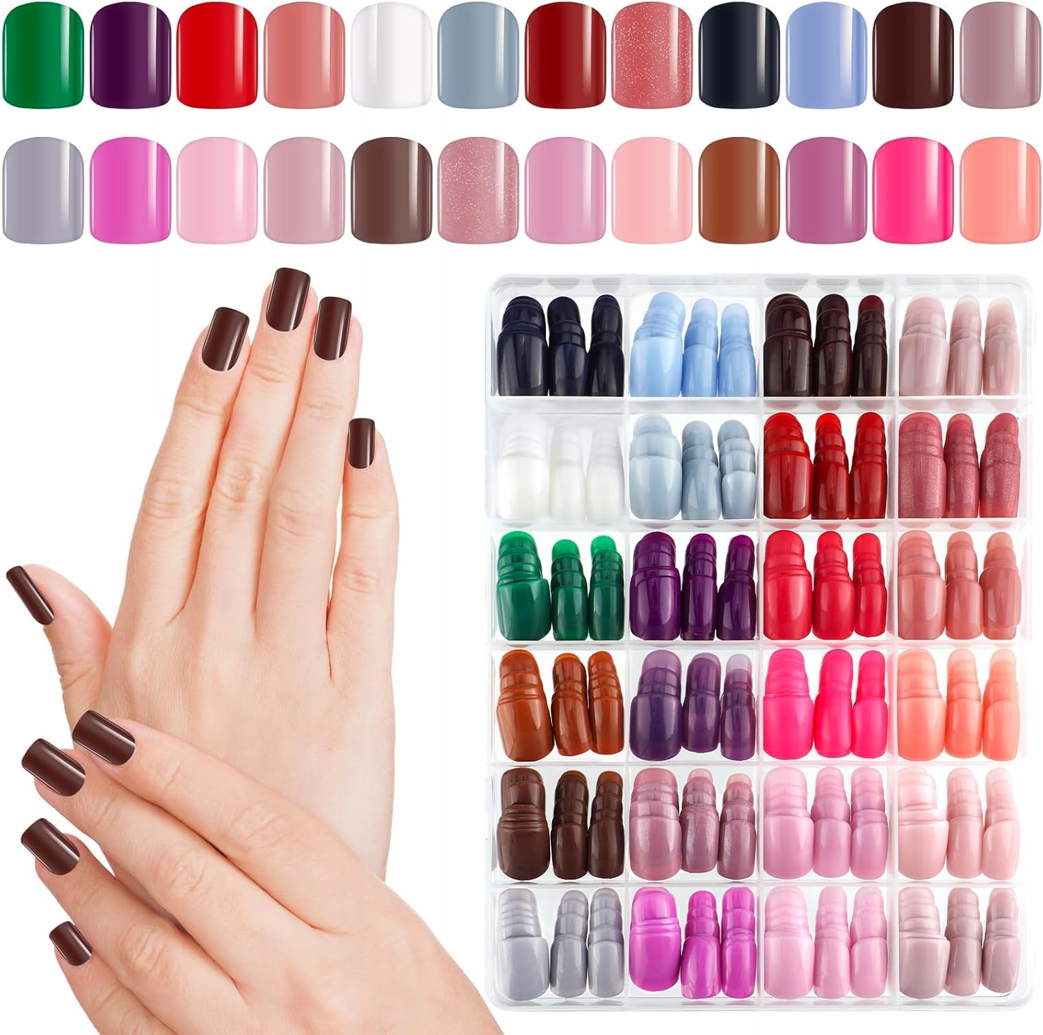 Sada Umělých Nehtů 576 Kusů 24 Barev S Pouzdro 12 Velikostí