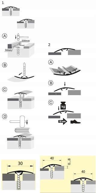 Listwa Progowa 40mm, Drewnopodobna 90cm Aluminium Materiał aluminium
