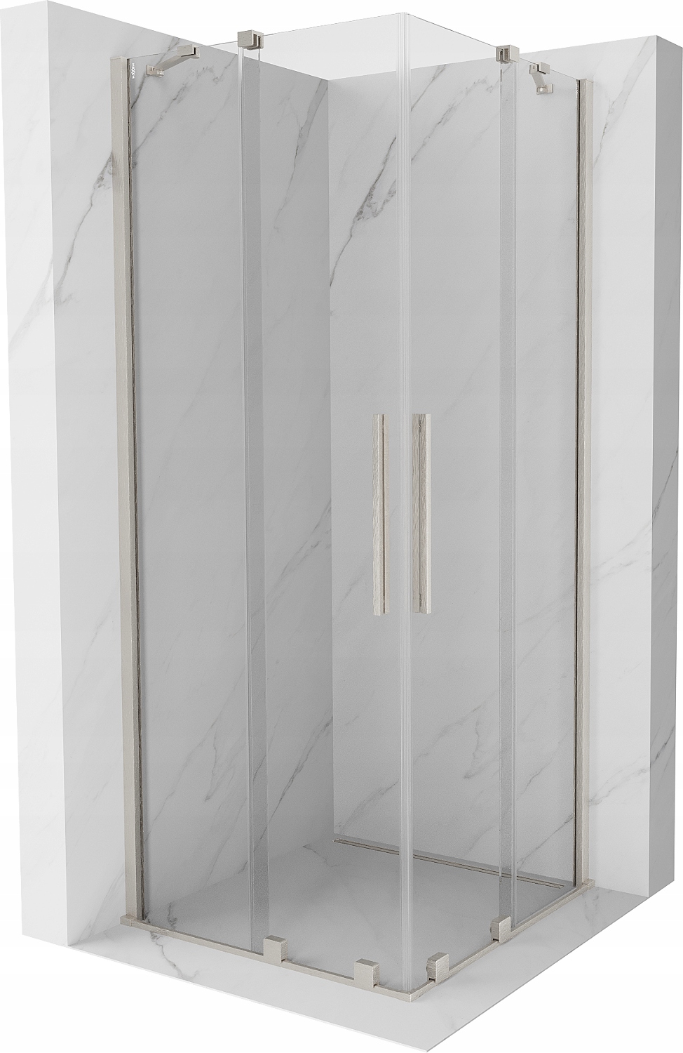 Mexen Velar Duo sprchový kout 80x80 cm, kartáčovaný nikl