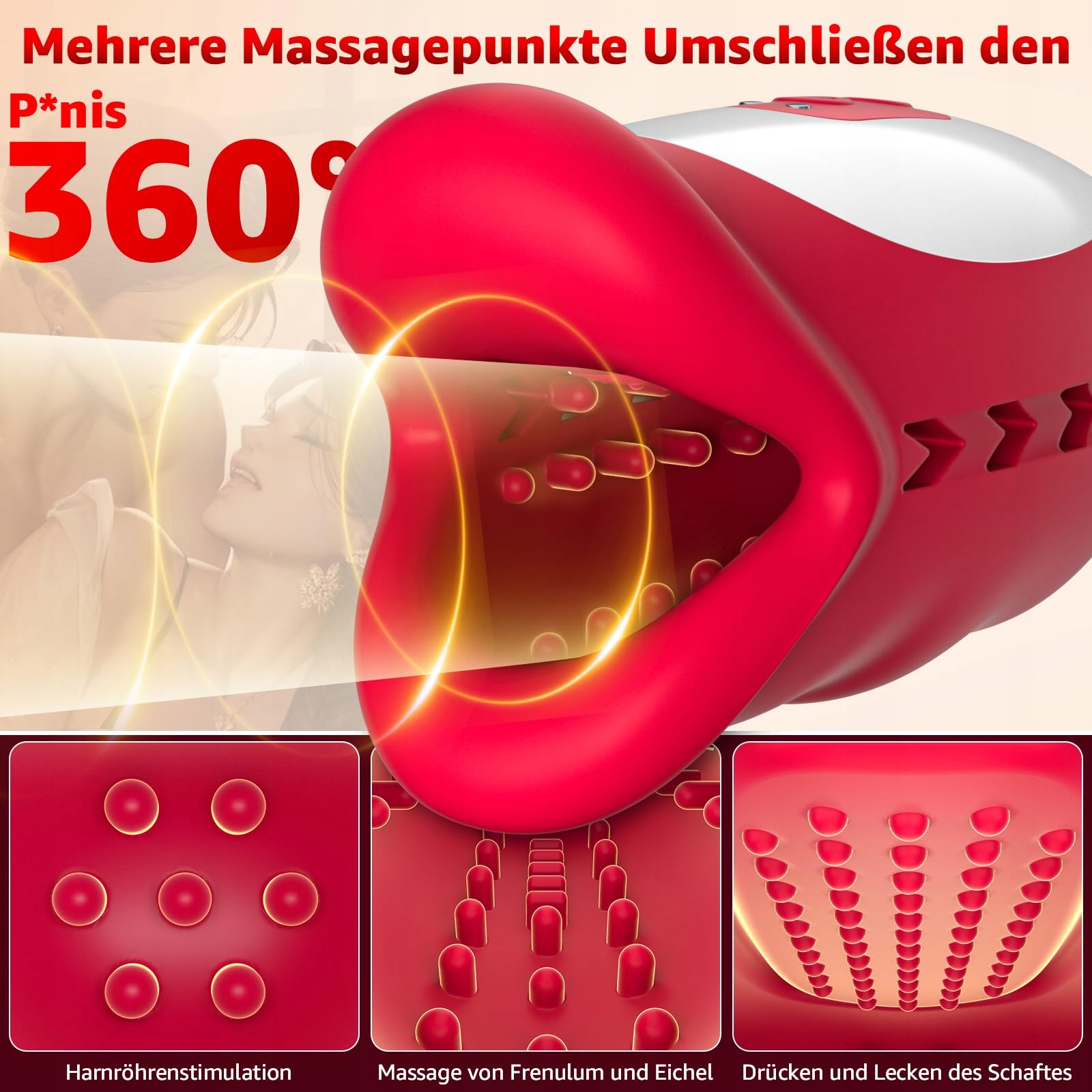 Masturbator 10 trybów wibracji, 3 silniki, stymulator 360° — miniatura 4
