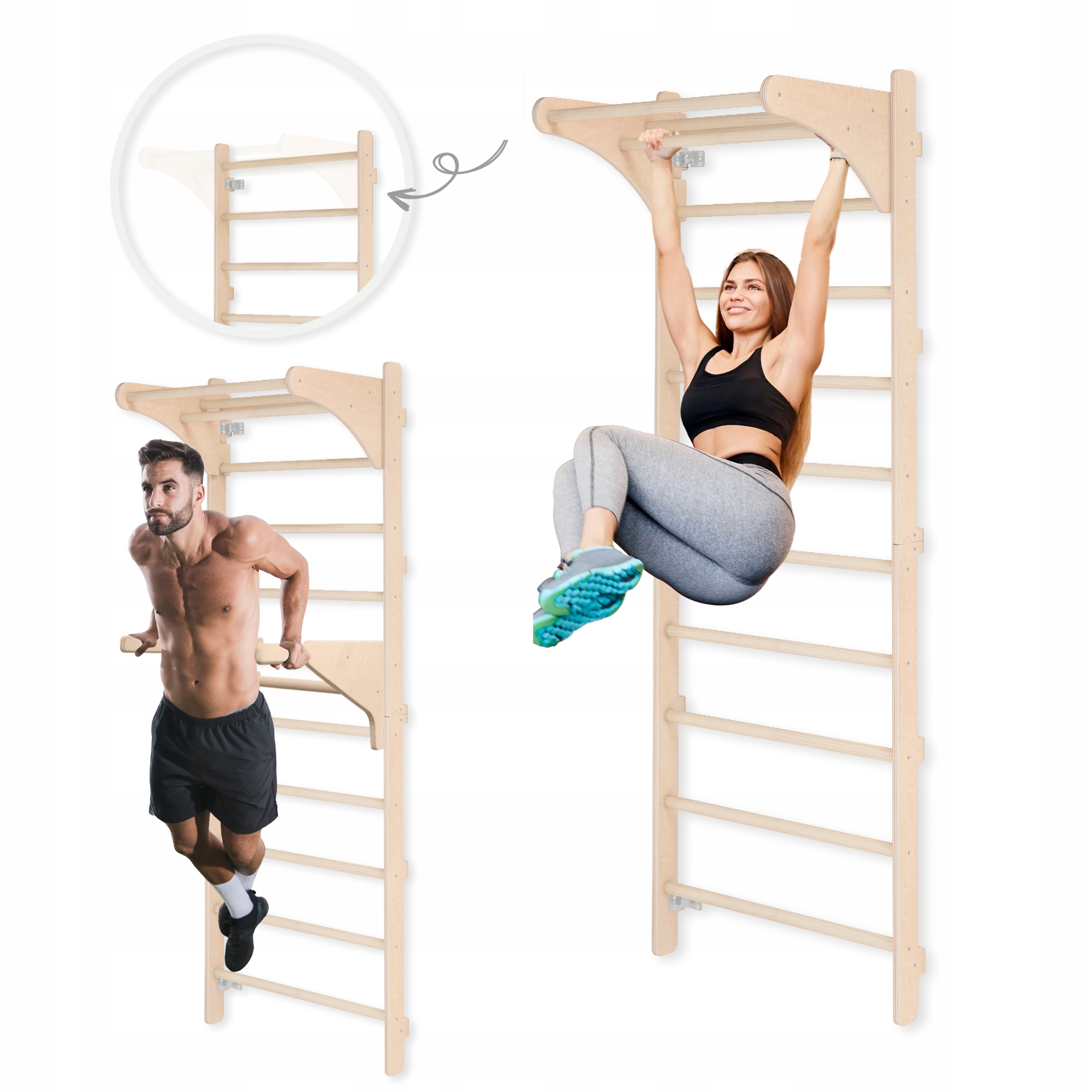 Nástěnný gymnastický žebřík s úchytem na vytahování sada Dip