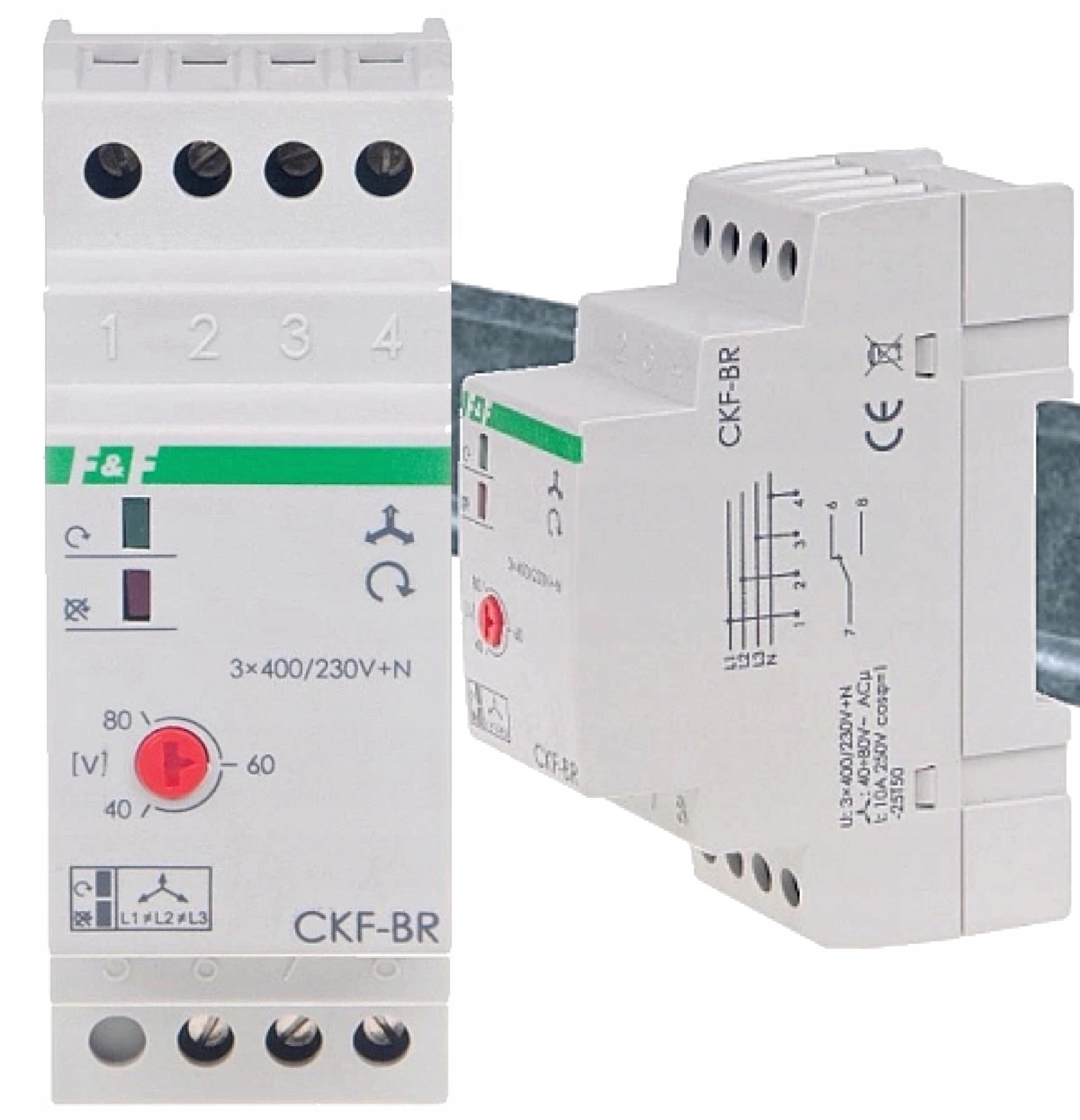 F&f Snímač pořadí a zániku fáze na Din lištu TH35 10A 400V IP20