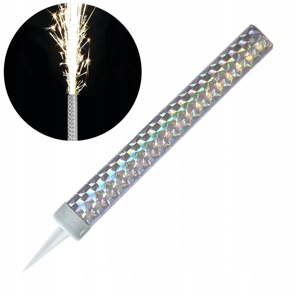 FONTANNA URODZINOWA SREBRNA ŚWIECZKA RACA NA TORT 1szt