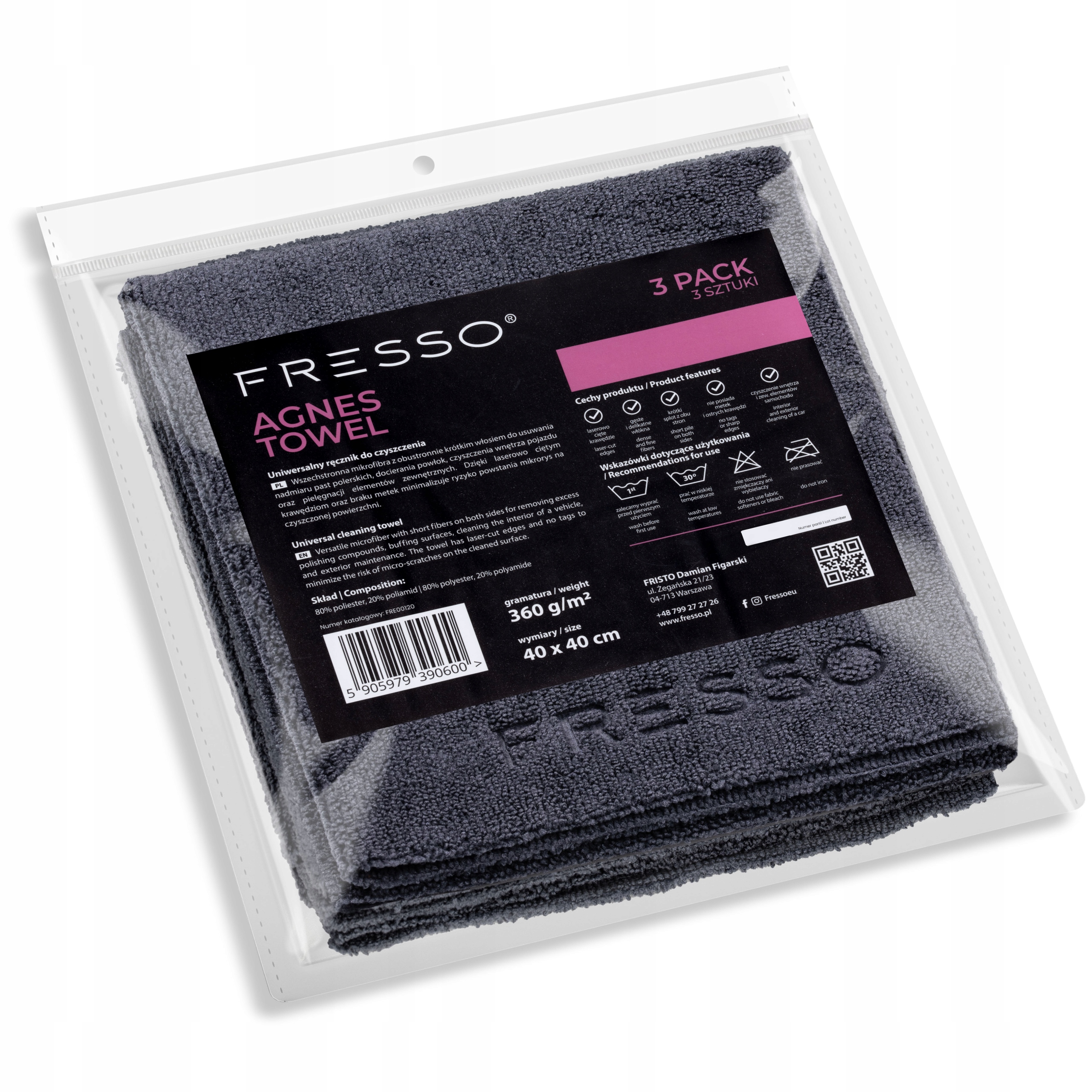 Bezszwowa Mikrofibra Do Auta Fresso Agnes Towel 3 Pack 40x40 Uniwersalna