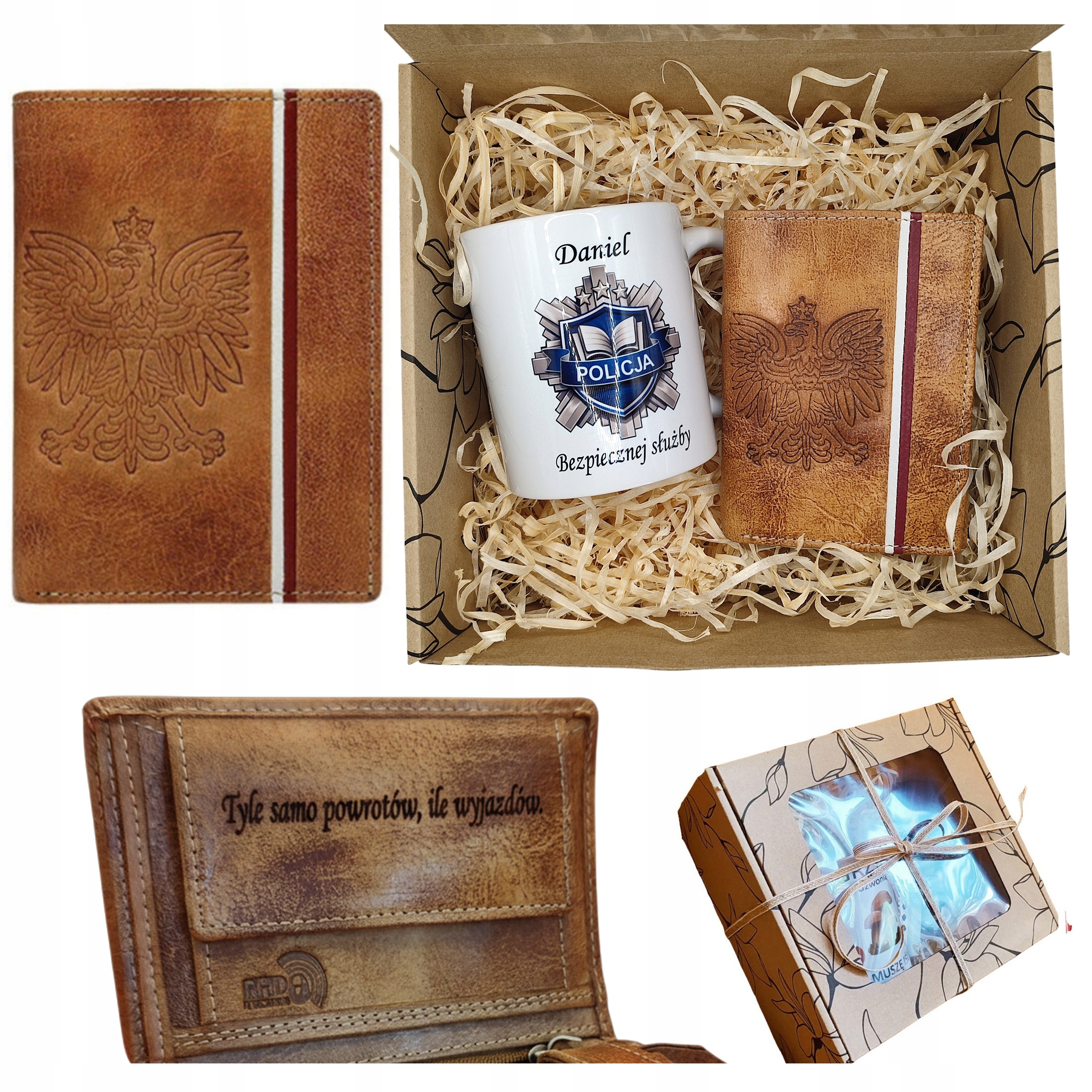 Zestaw dla policjanta portfel z Grawerem kubek Imię policyjny