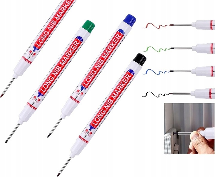 Marker do głębokich otworów wiercenia zestaw 4 kolory pisak flamaster