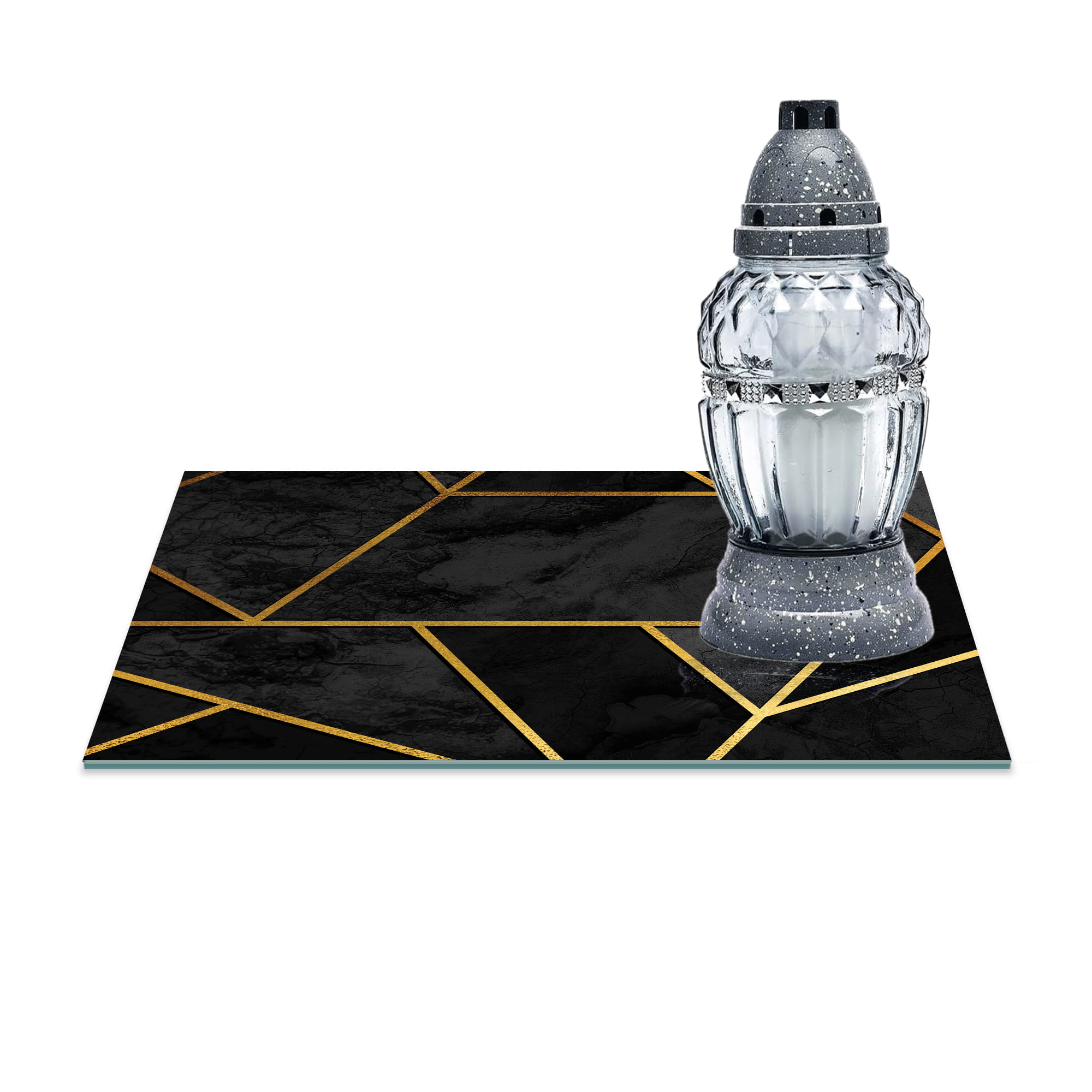 SZKLANA PODSTAWKA POD ZNICZE 40x30cm Elegancja 361