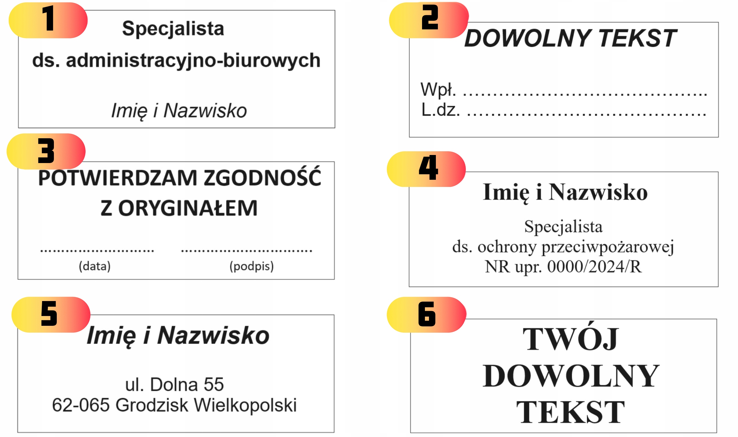 PIECZĄTKA WAGRAF B2s DO 4 LINII FIRMOWA IMIENNA BIUROWA PROJEKT + GUMKA Marka Wagraf
