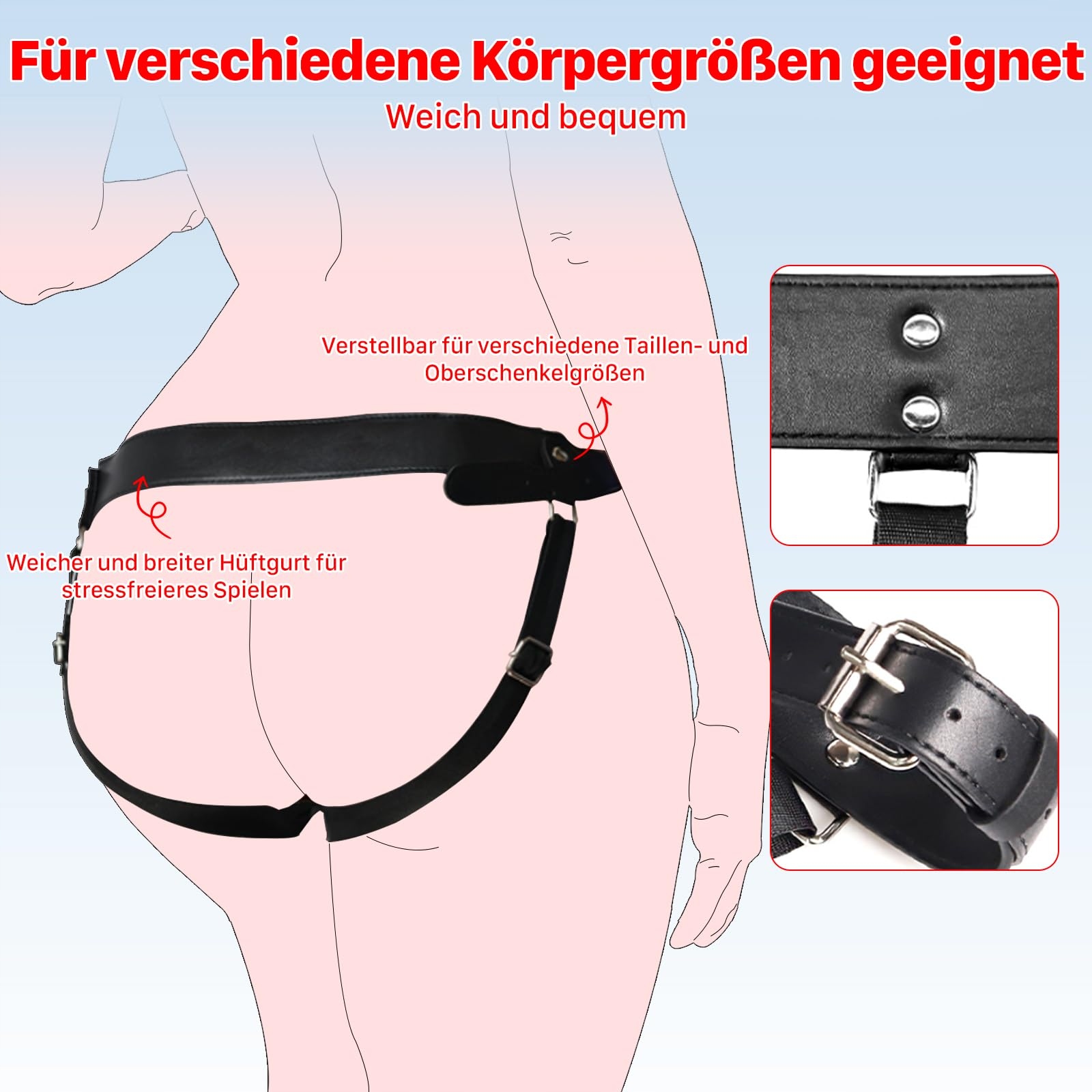 BONDAGE Regulowany Strap On Dildo Skórzany Pas Dla Kobiet i Mężczyzn — miniatura 4