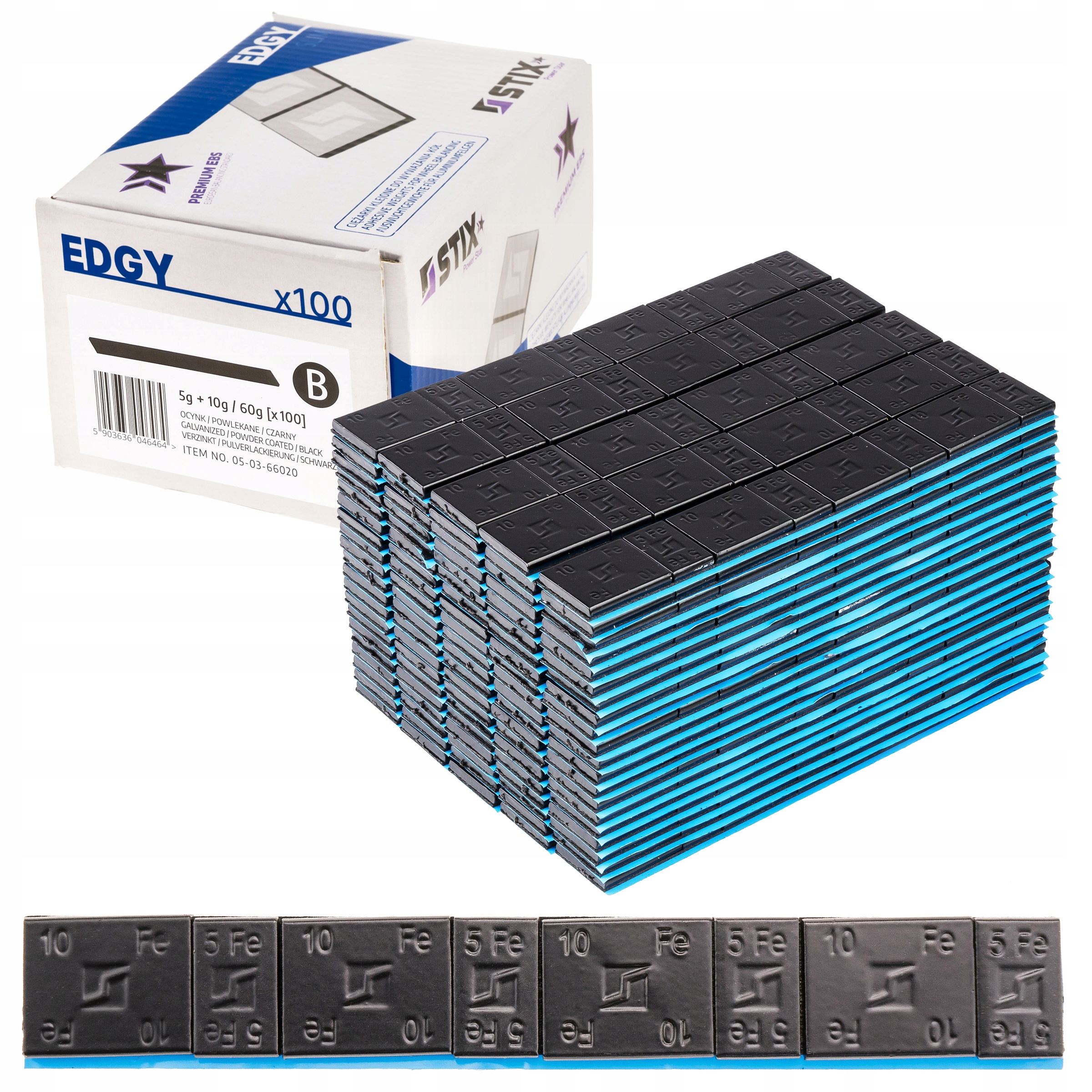 

Ciężarki Czarne Klejone do felg 5g/10g Stix 100szt