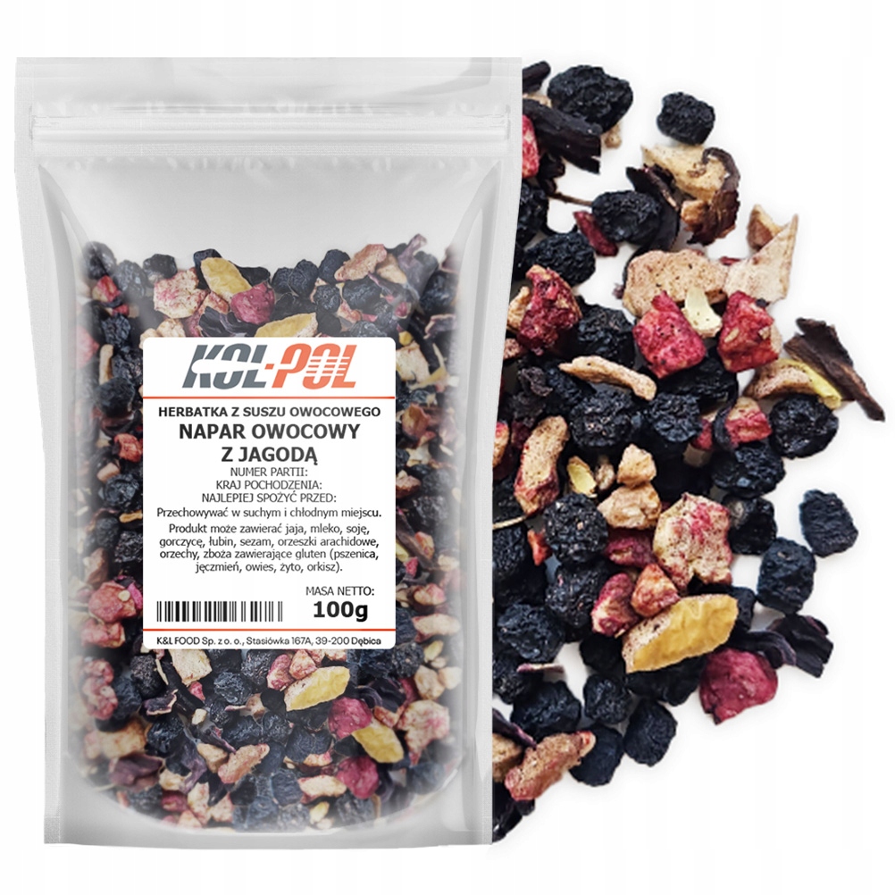 Levně Čaj Ovocný Nálev Borůvka 100g Přírodní sušený čaj kvalita Kol-Pol